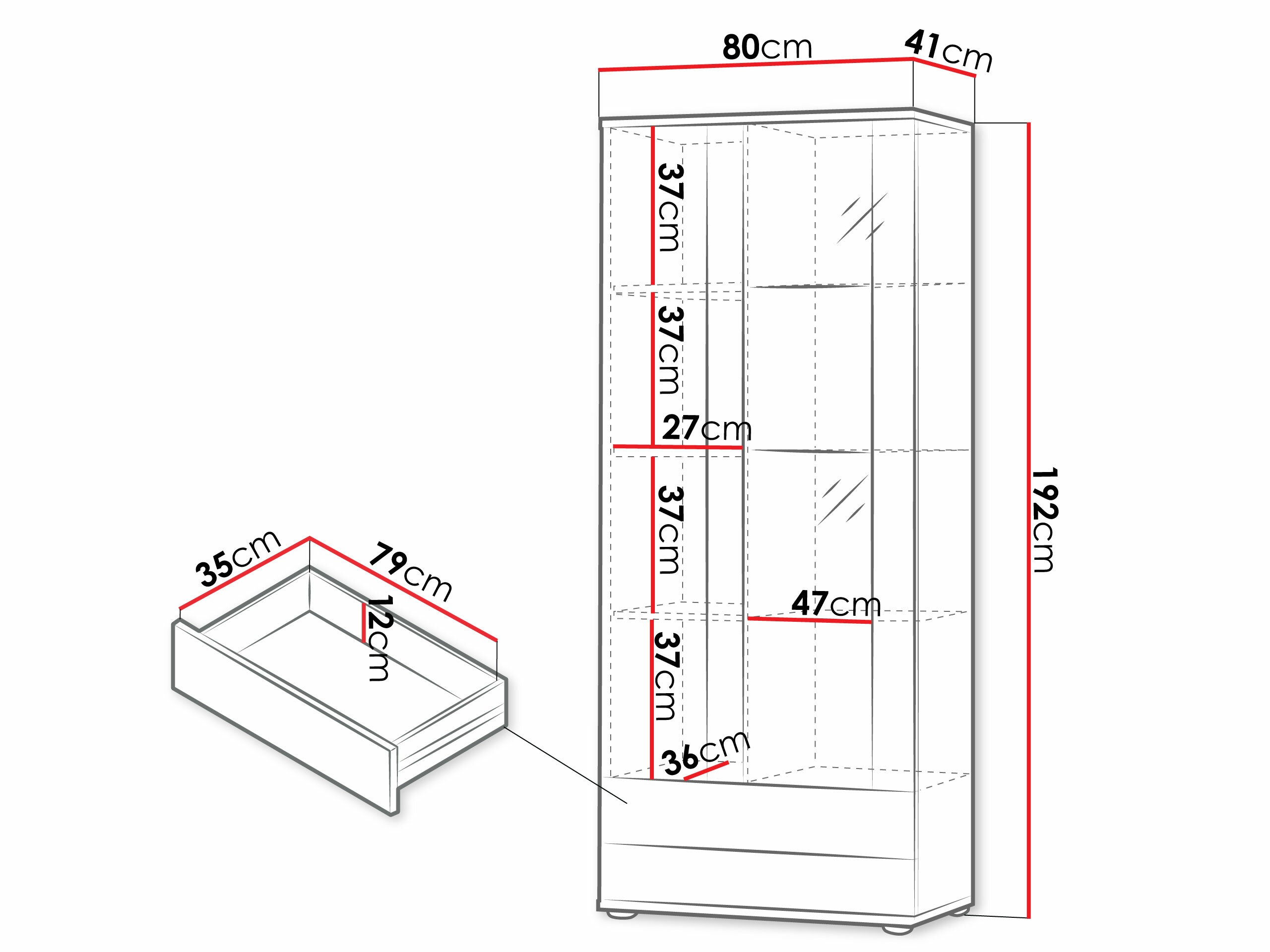 Estantería Tornola 105 (Blanco + Blanco brillante)
