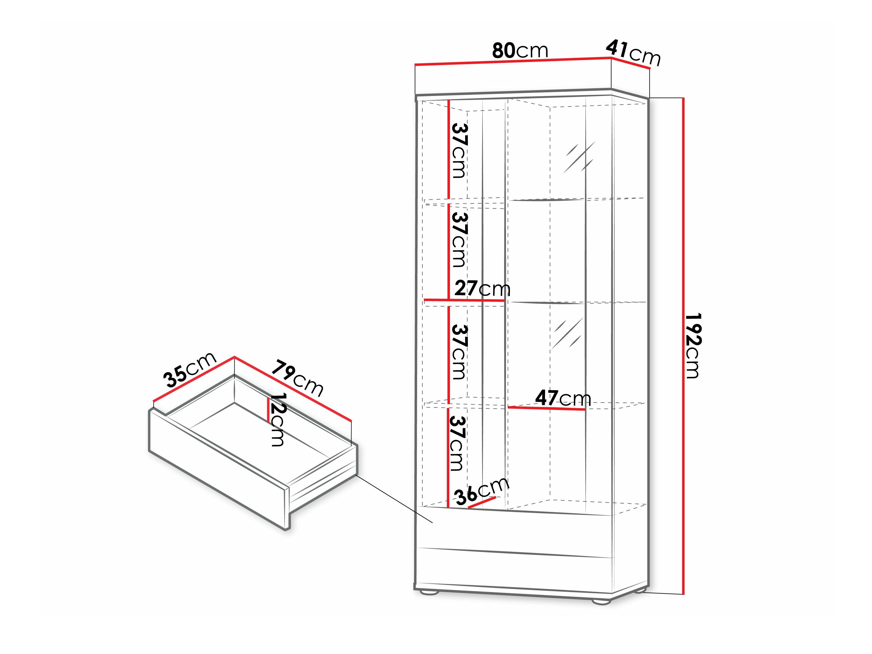 Estantería Tornola 105 (Blanco + Blanco brillante)