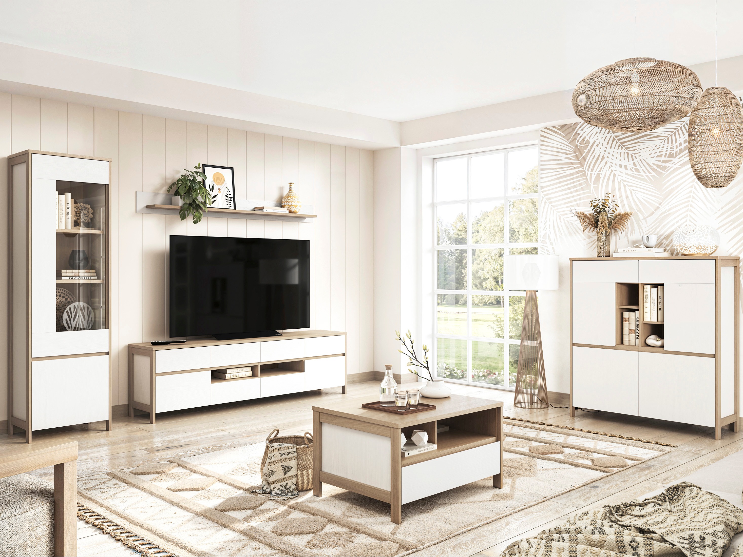 Aparador Fermaru 106 (Blanco + Roble)