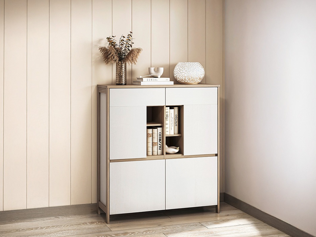 Aparador Fermaru 106 (Blanco + Roble)