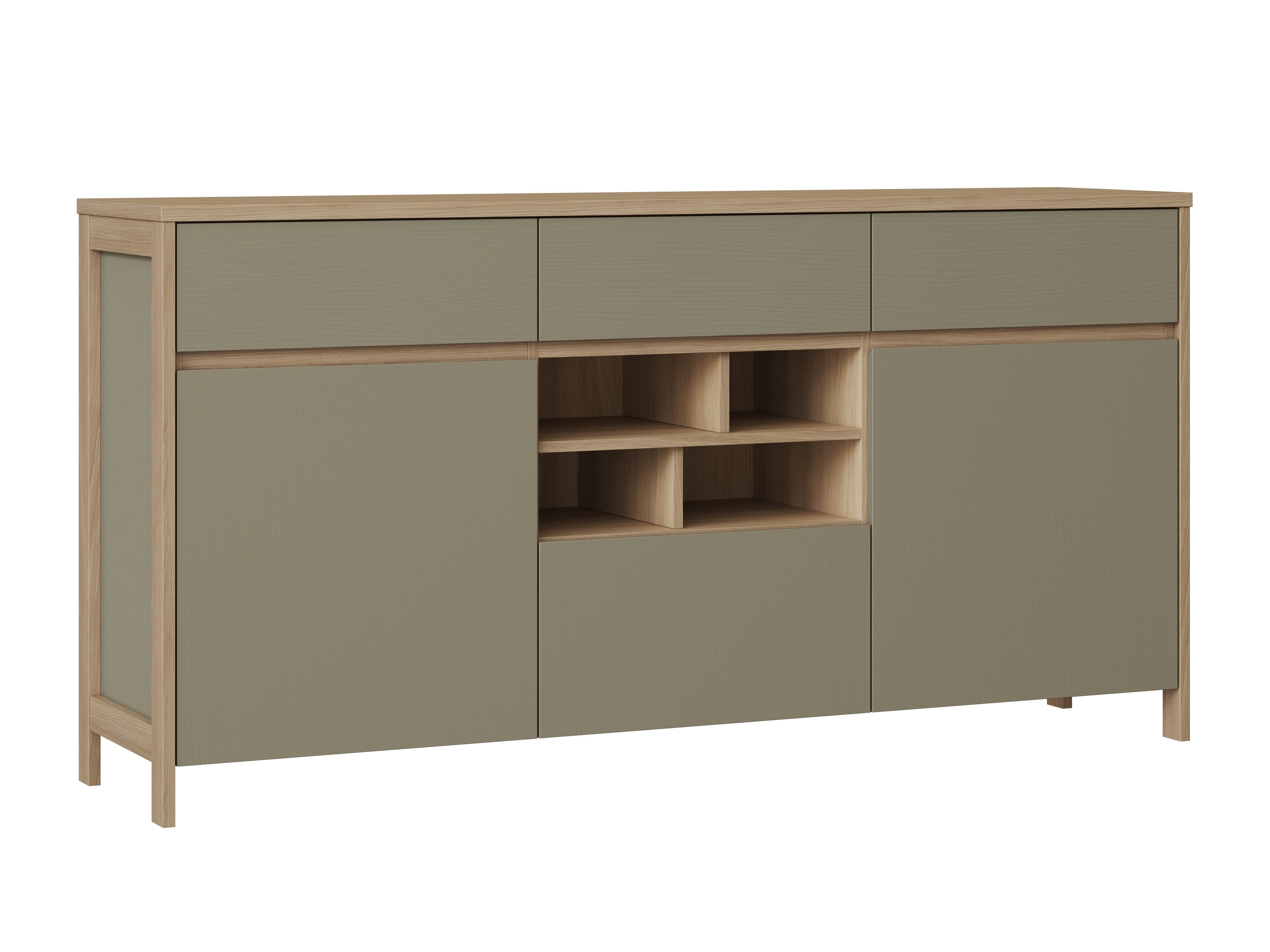 Cómoda Fermaru 104 (Verde polvoriento + Roble)