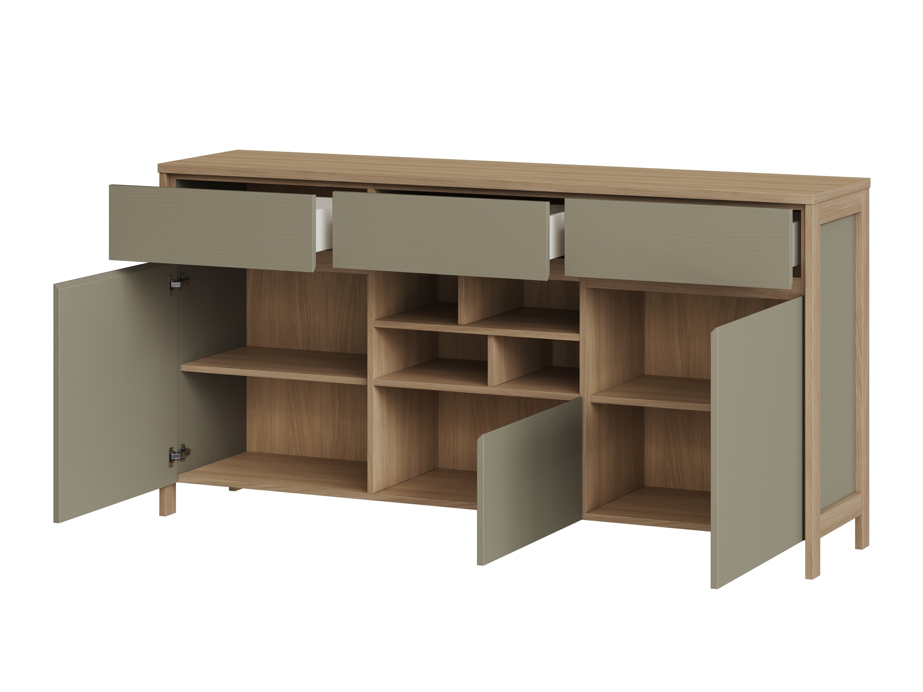 Cómoda Fermaru 104 (Verde polvoriento + Roble)