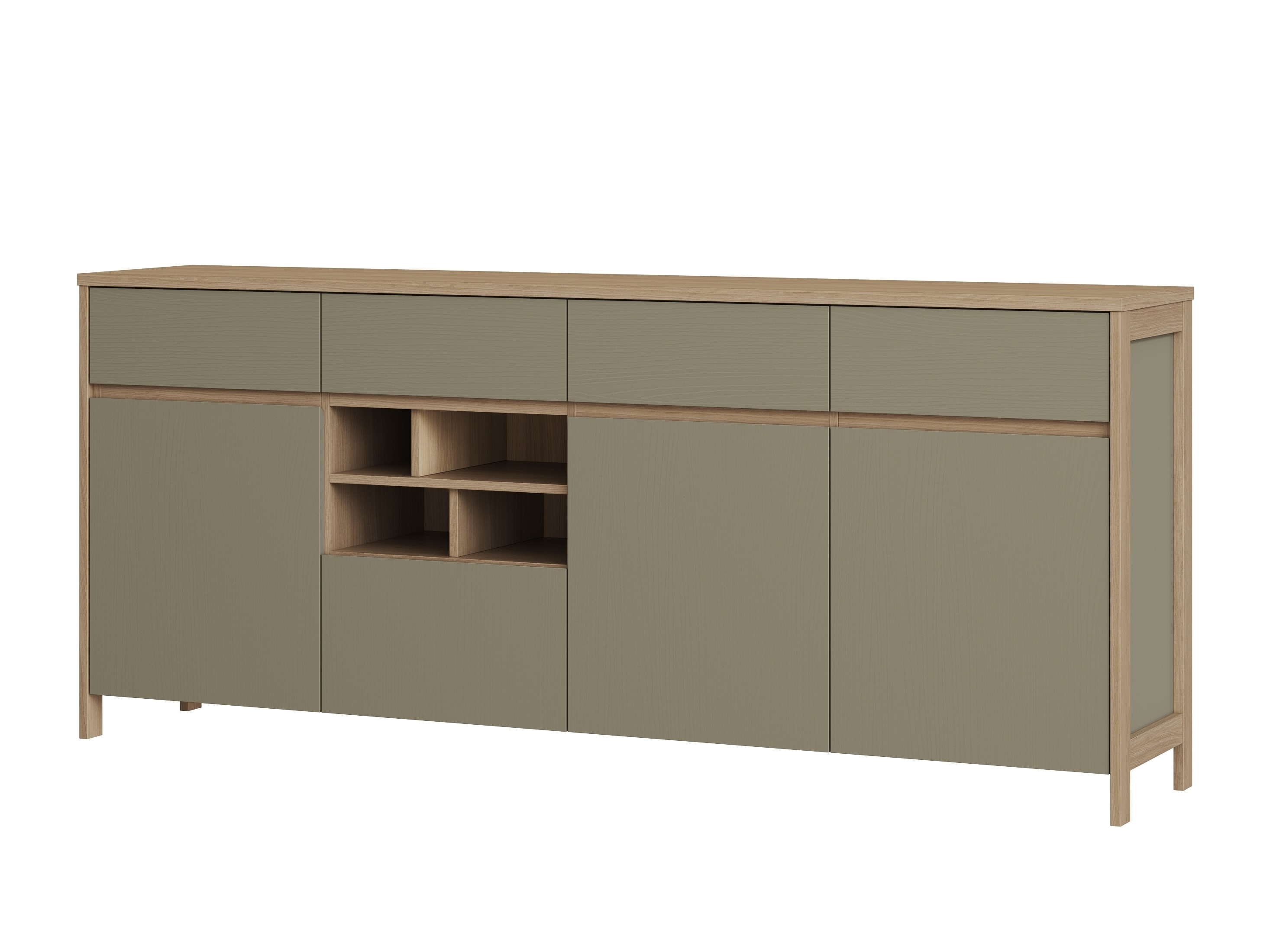 Cómoda Fermaru 105 (Verde polvoriento + Roble)