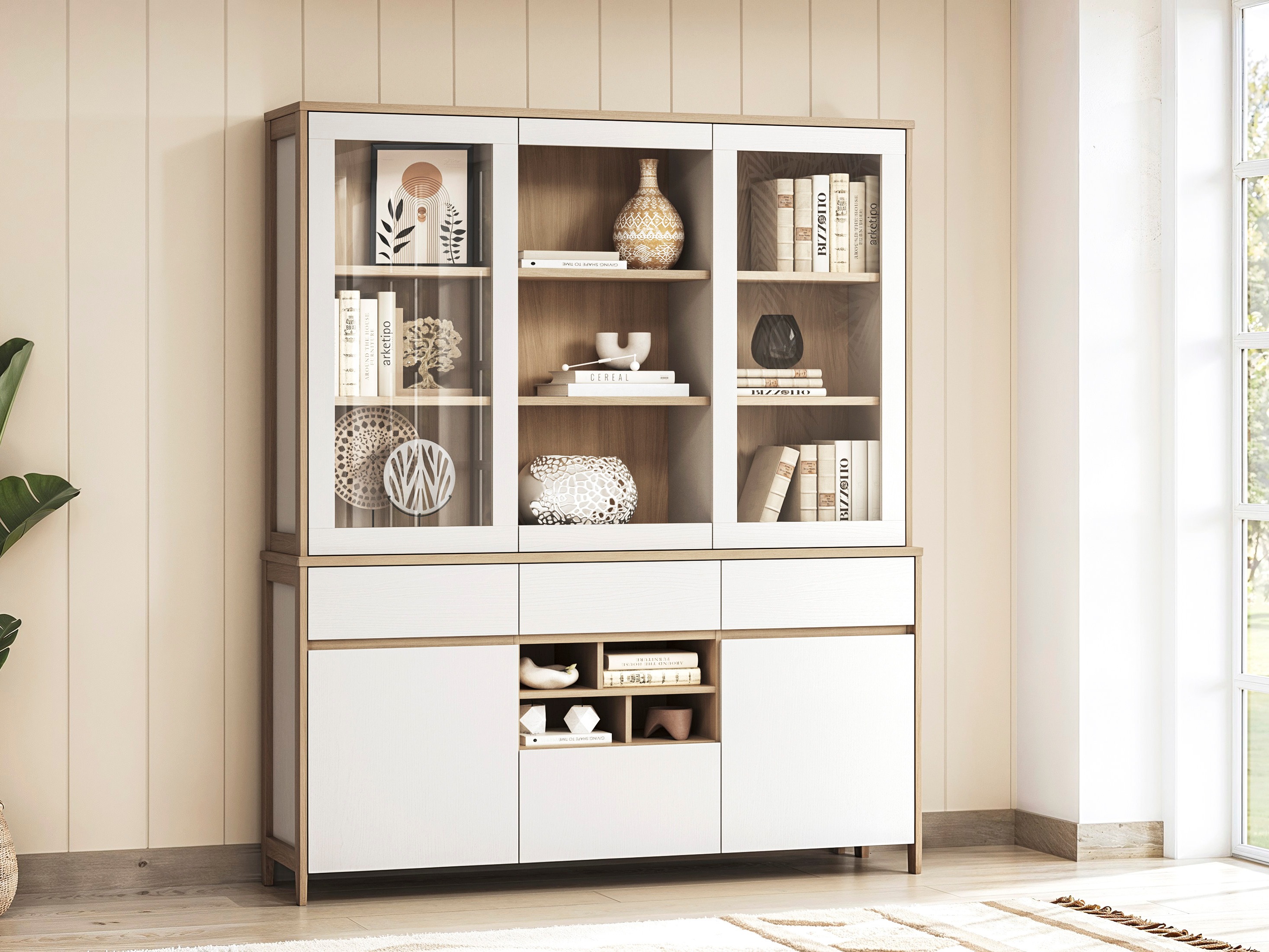 Estantería Fermaru 100 (Blanco + Roble)