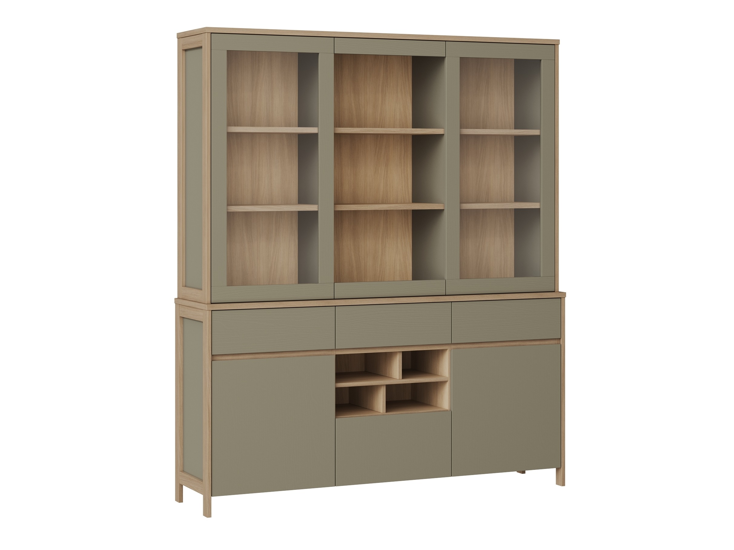 Estantería Fermaru 100 (Verde polvoriento + Roble)