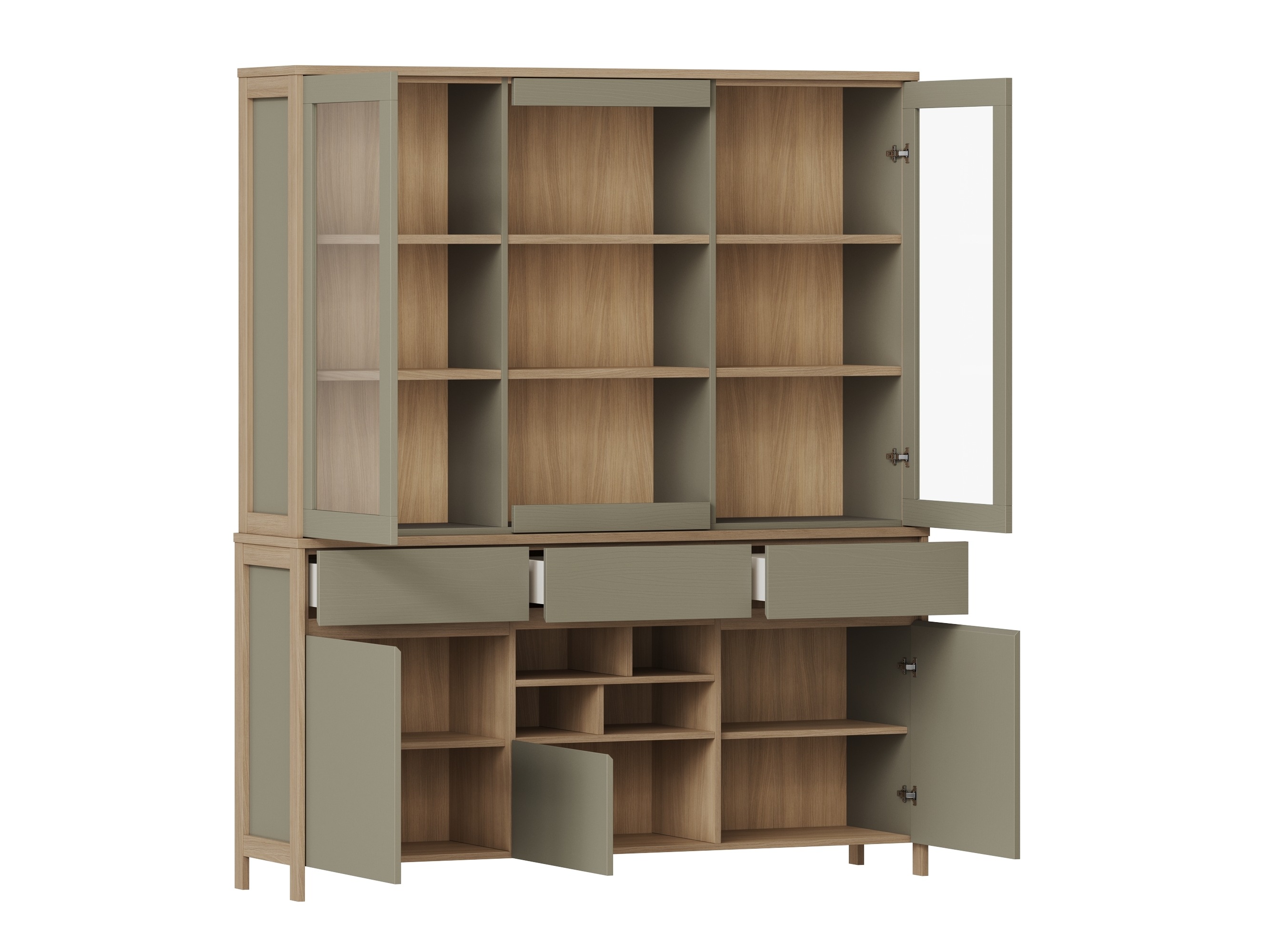 Estantería Fermaru 100 (Verde polvoriento + Roble)