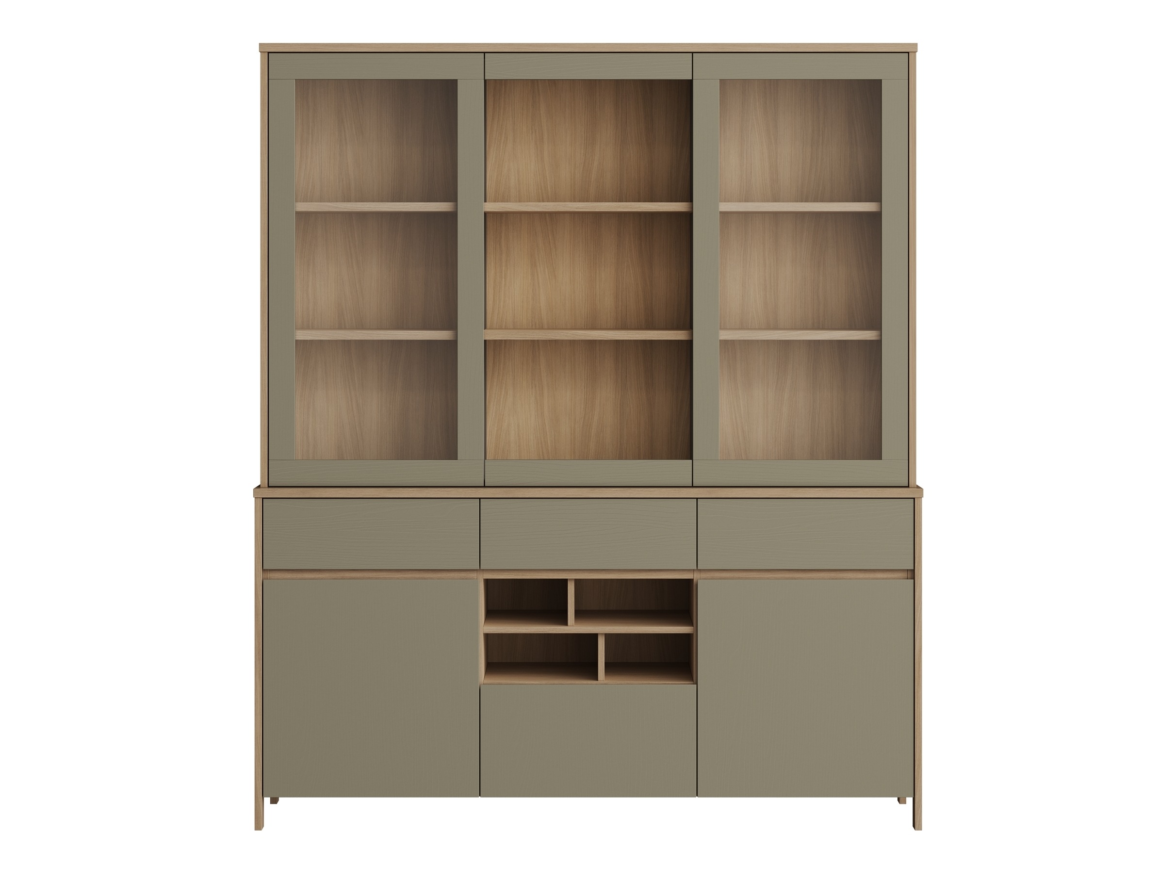 Estantería Fermaru 100 (Verde polvoriento + Roble)