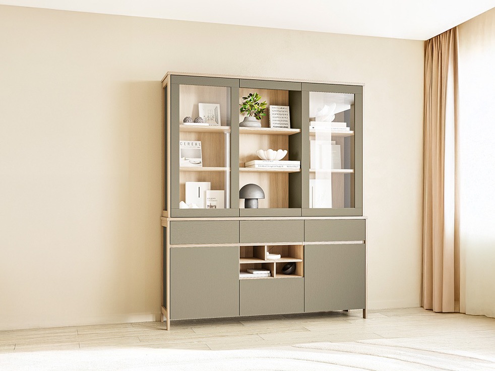 Estantería Fermaru 100 (Verde polvoriento + Roble)