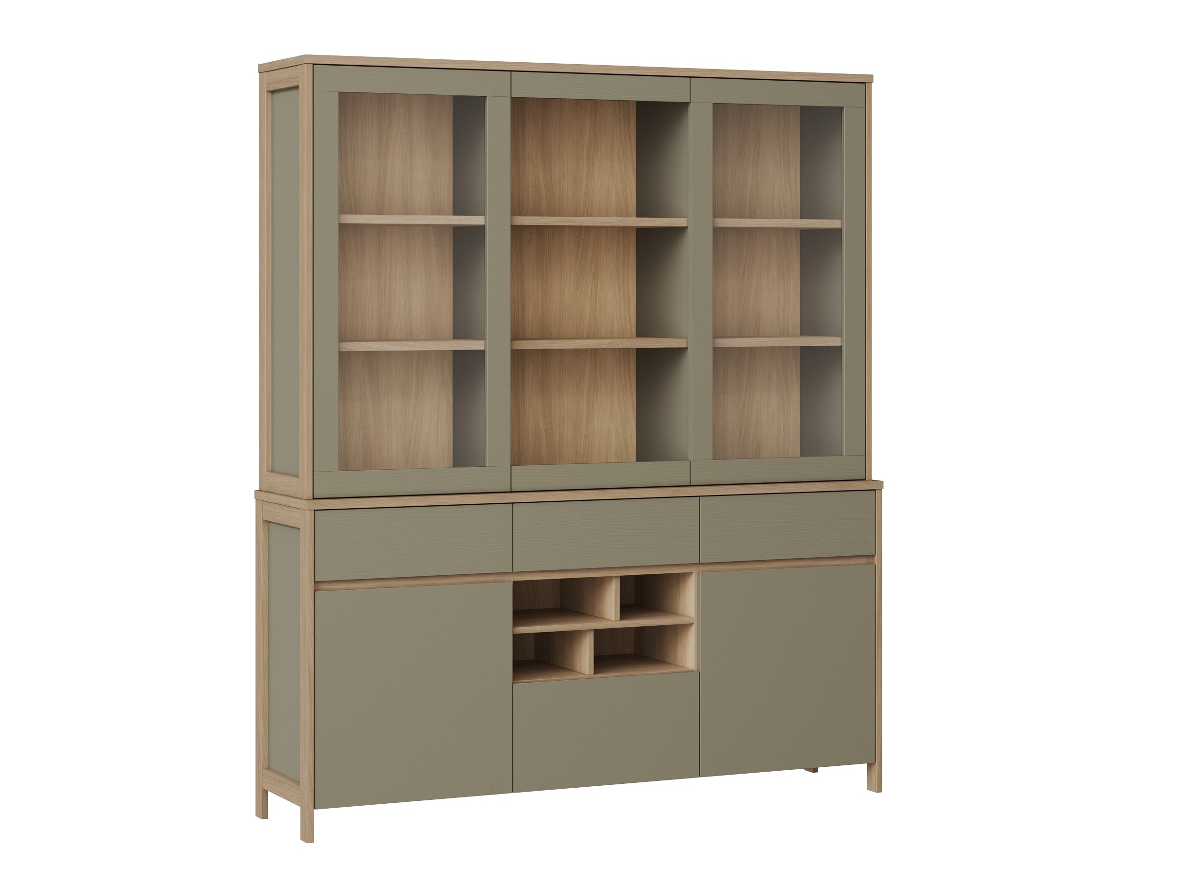 Estantería Fermaru 100 (Verde polvoriento + Roble)