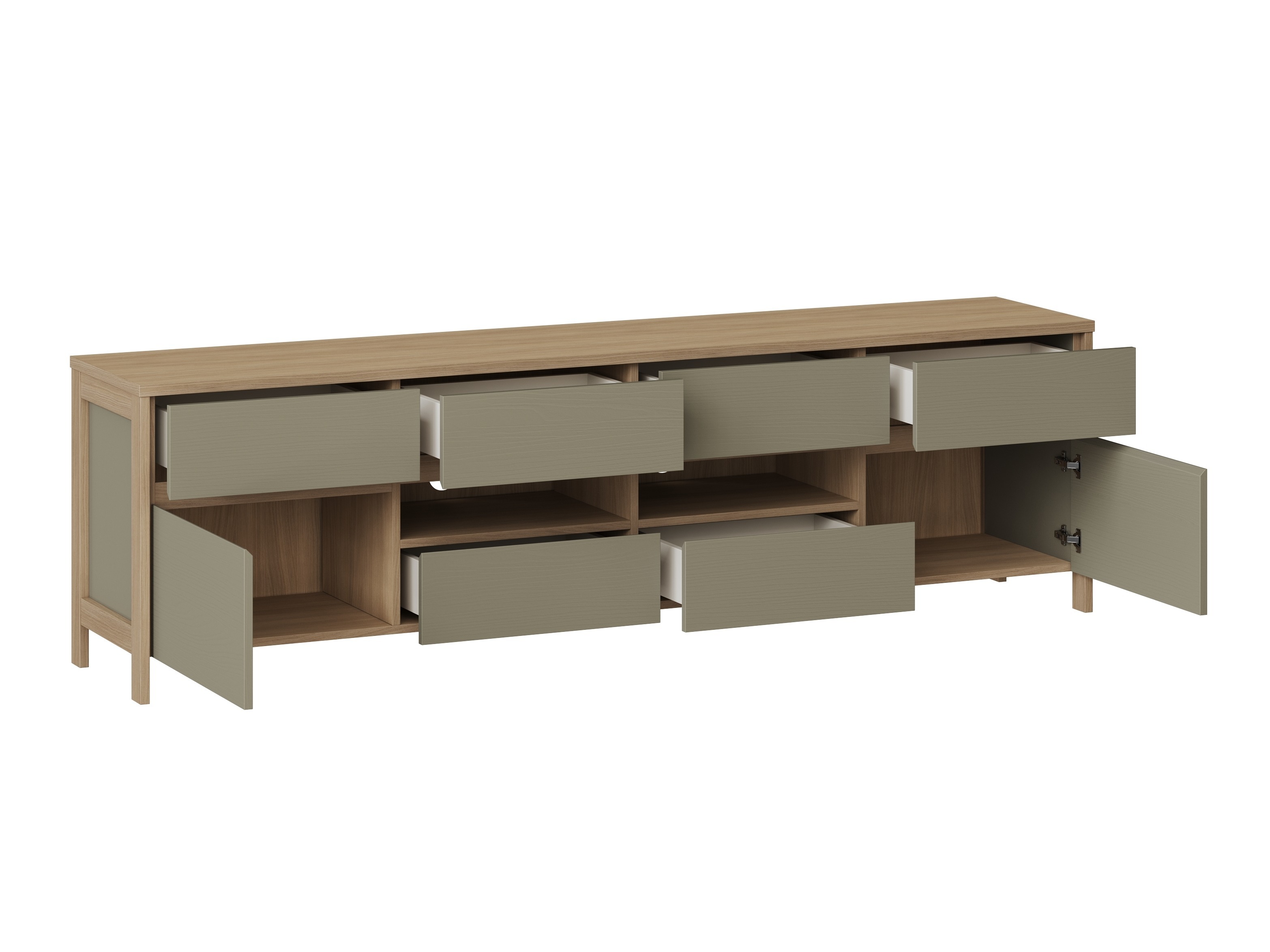 Mueble TV Fermaru 103 (Verde polvoriento + Roble)