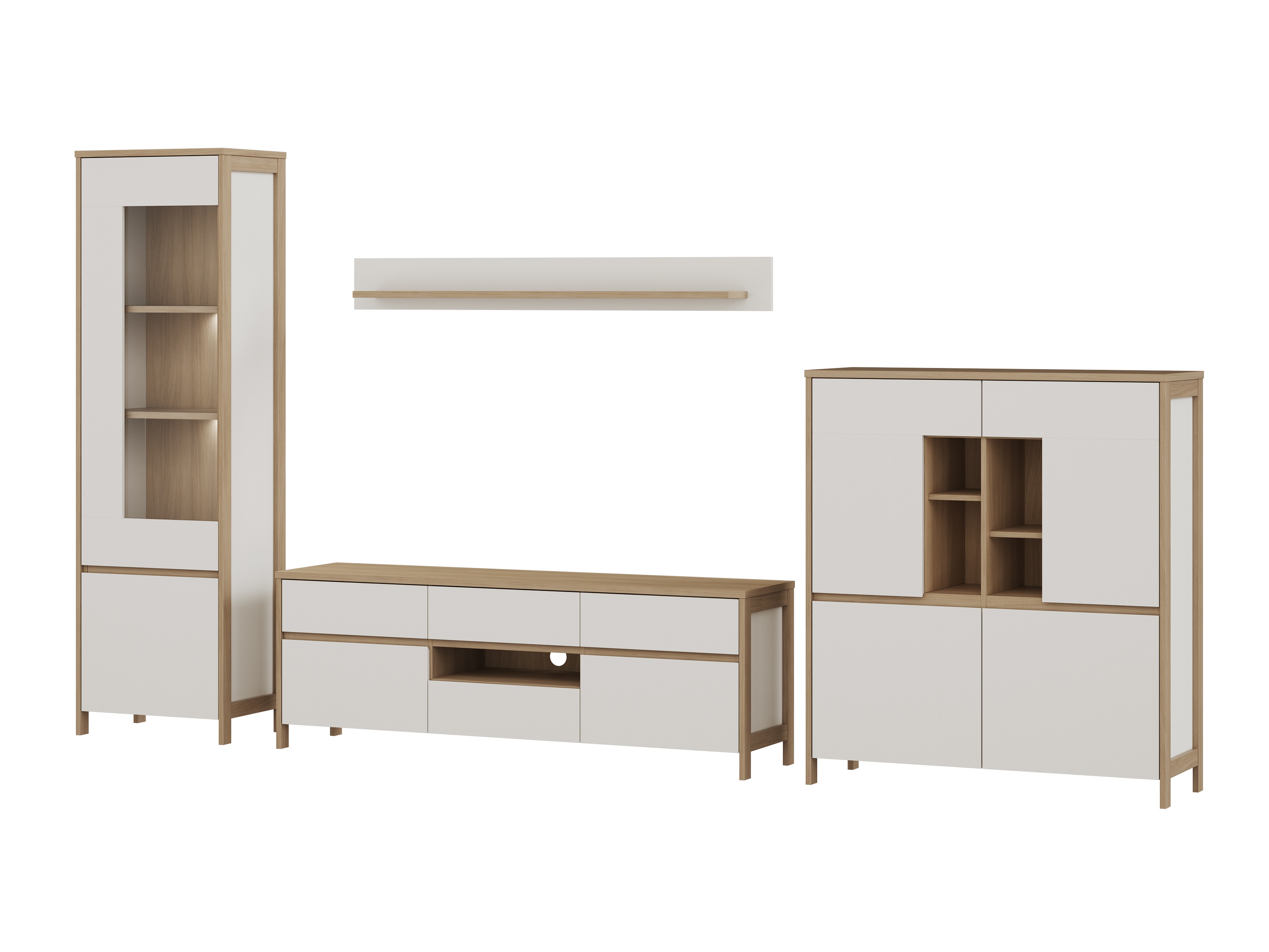 Conjunto de salón Fermaru 110 (Blanco + Roble)