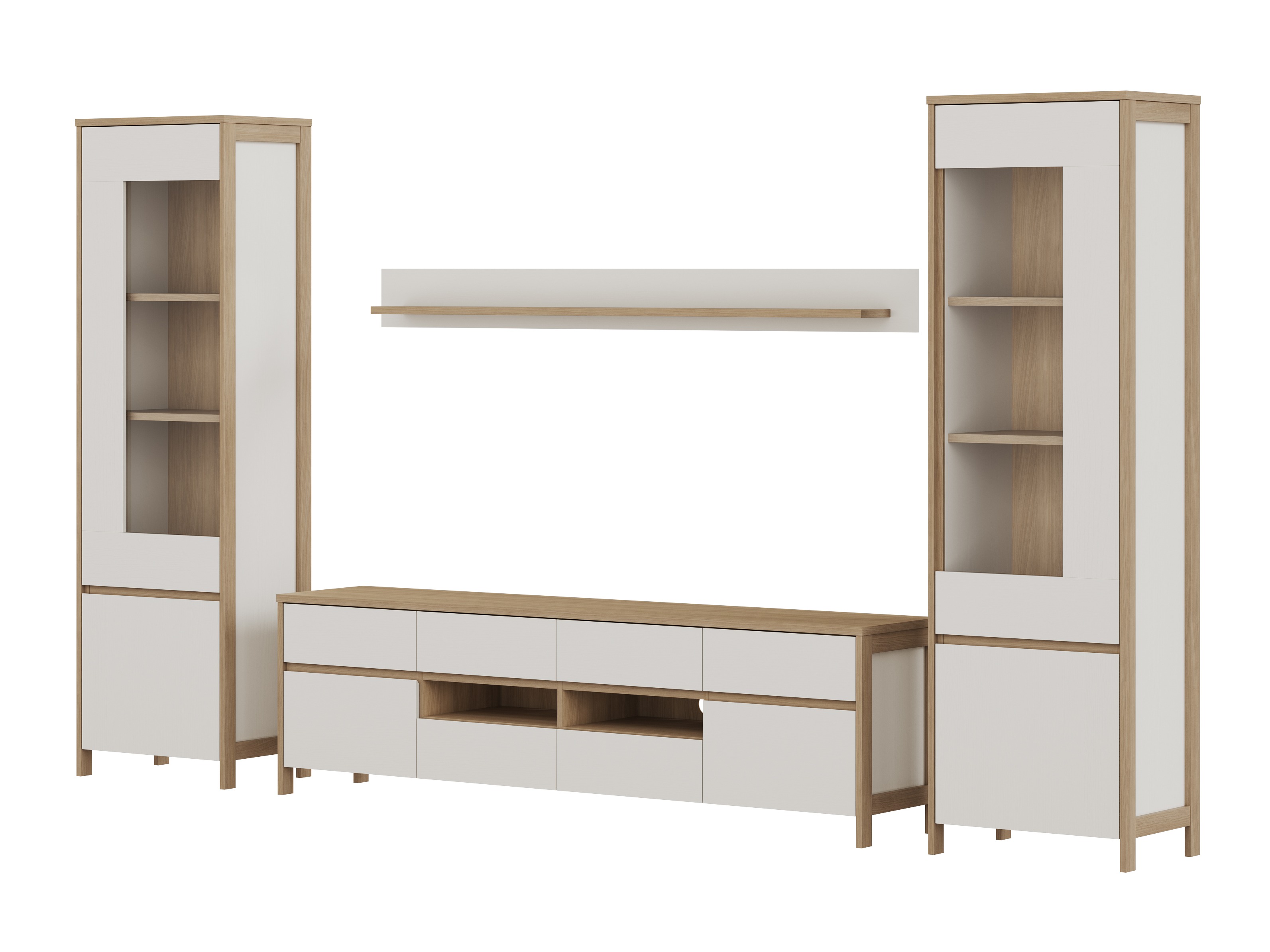 Conjunto de salón Fermaru 111 (Blanco + Roble)