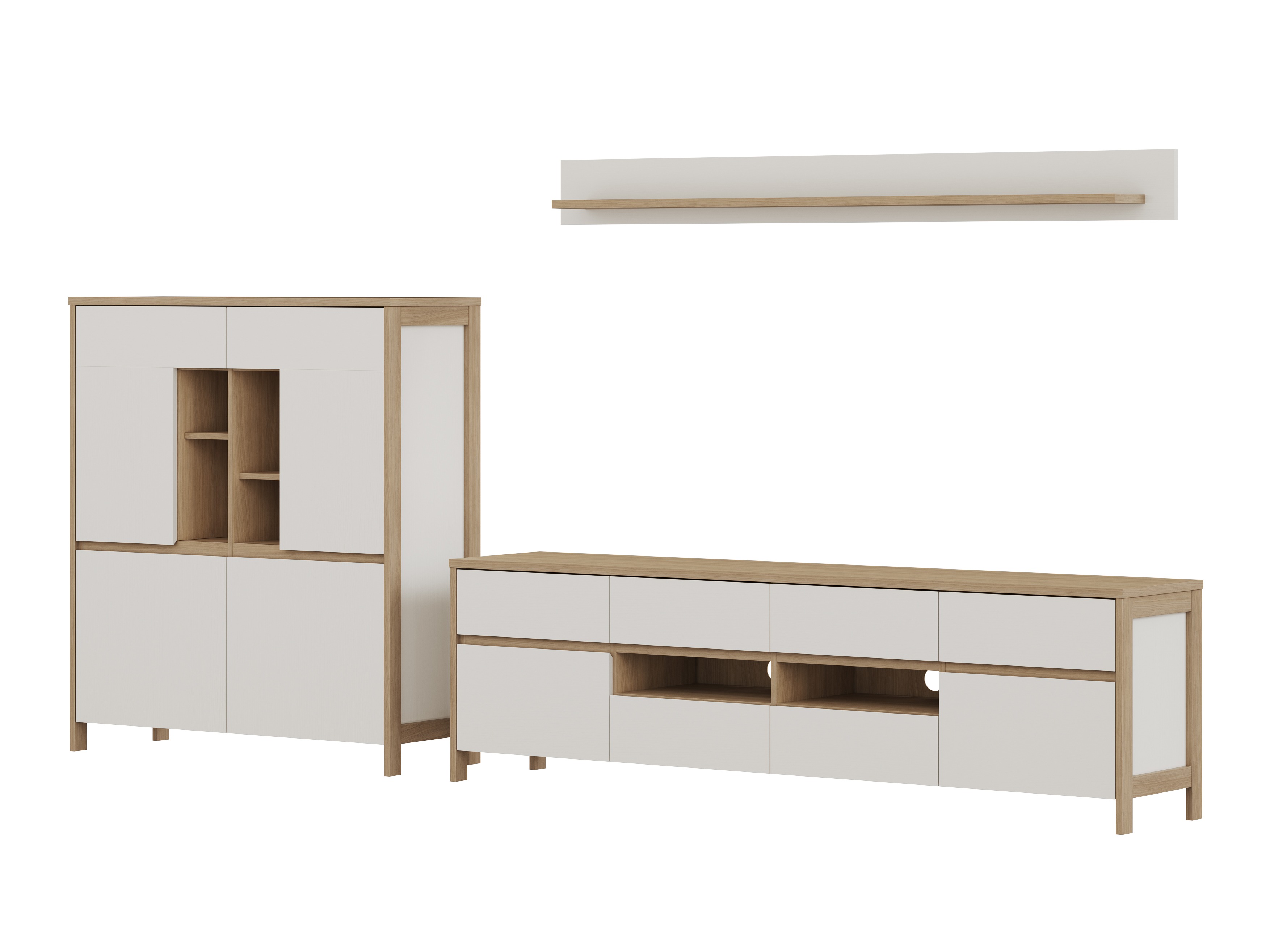 Conjunto de salón Fermaru 112 (Blanco + Roble)