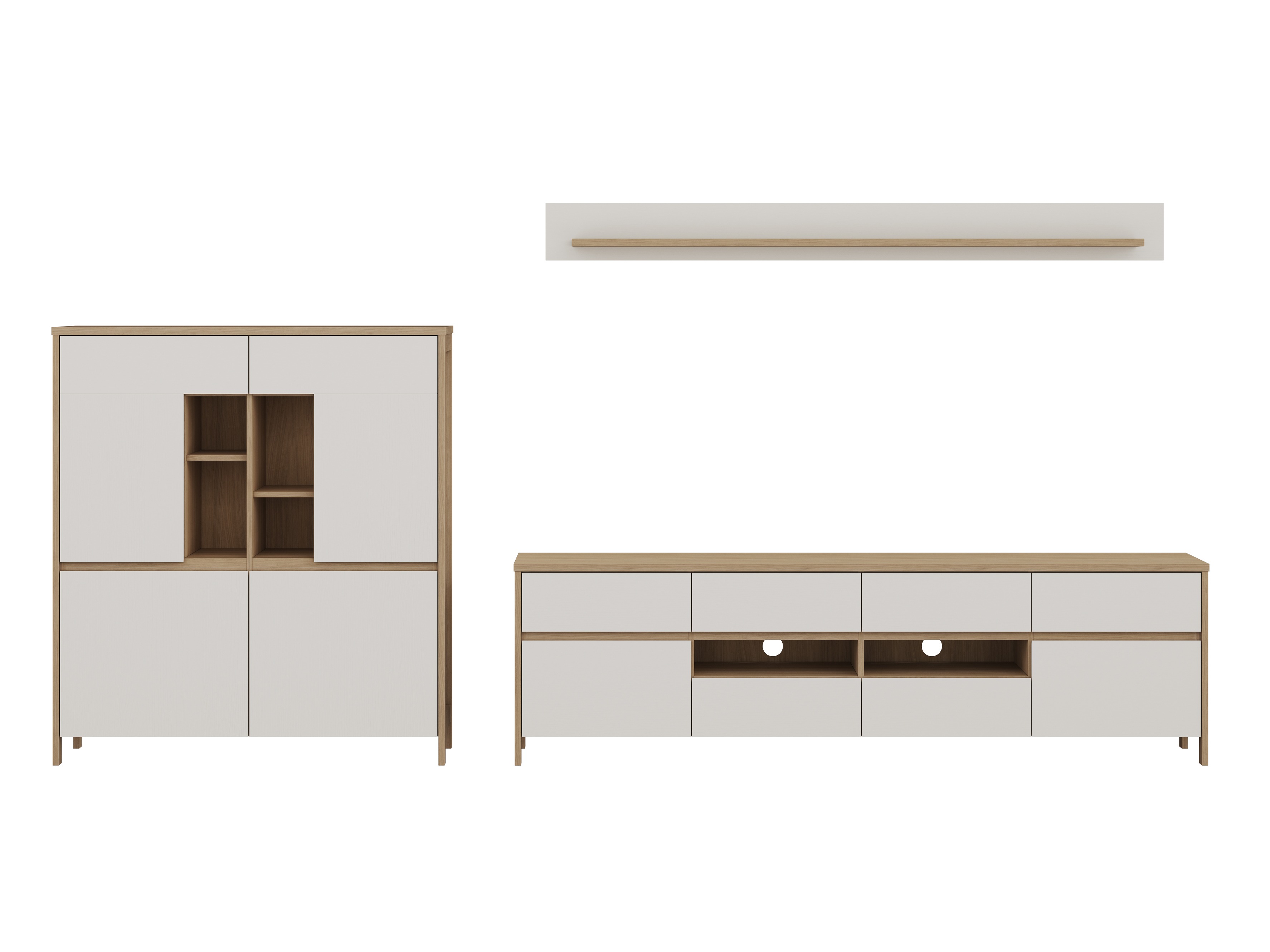 Conjunto de salón Fermaru 112 (Blanco + Roble)