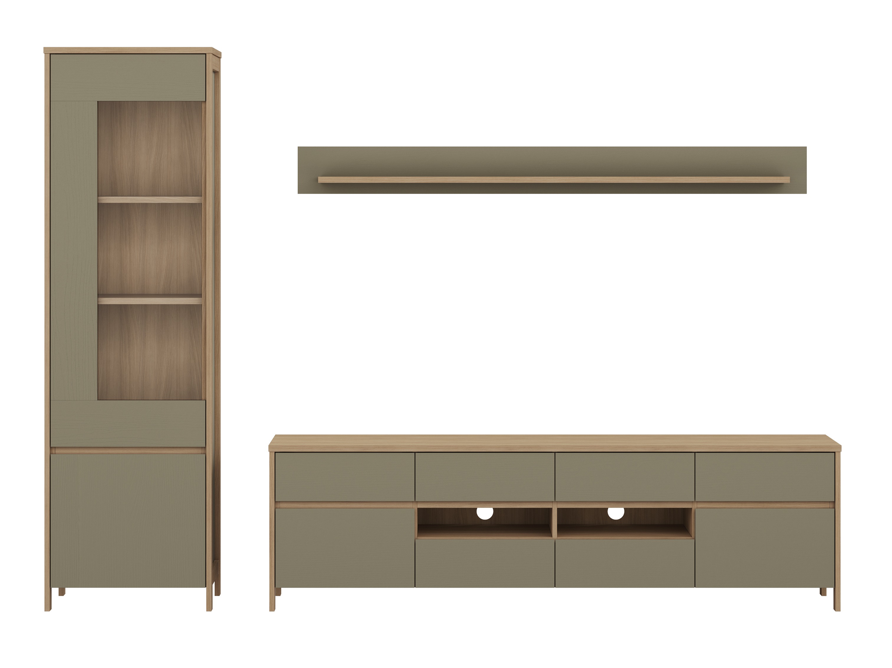 Conjunto de salón Fermaru 113 (Verde polvoriento + Roble)