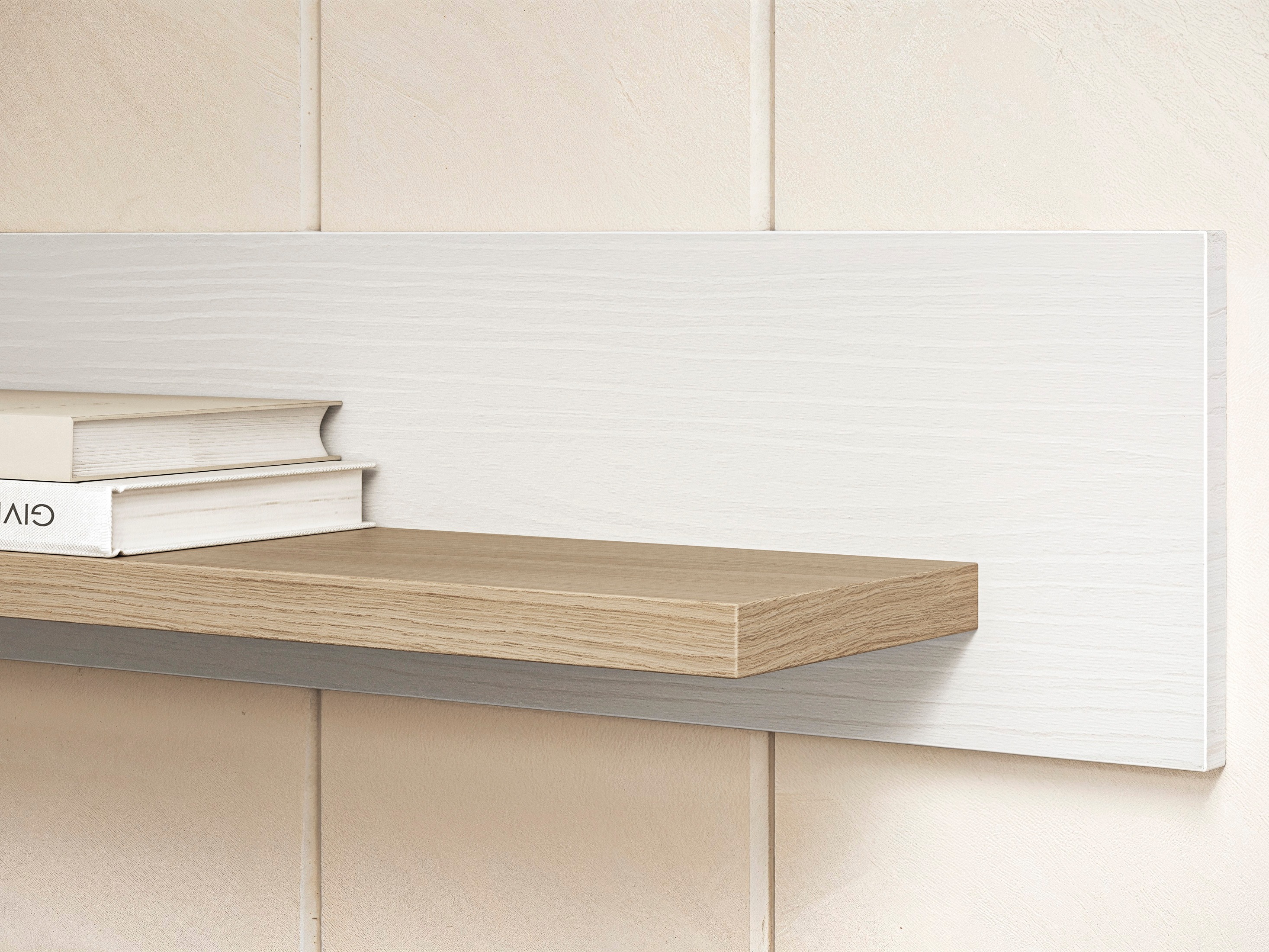 Estantería de pared Fermaru 108 (Blanco + Roble)