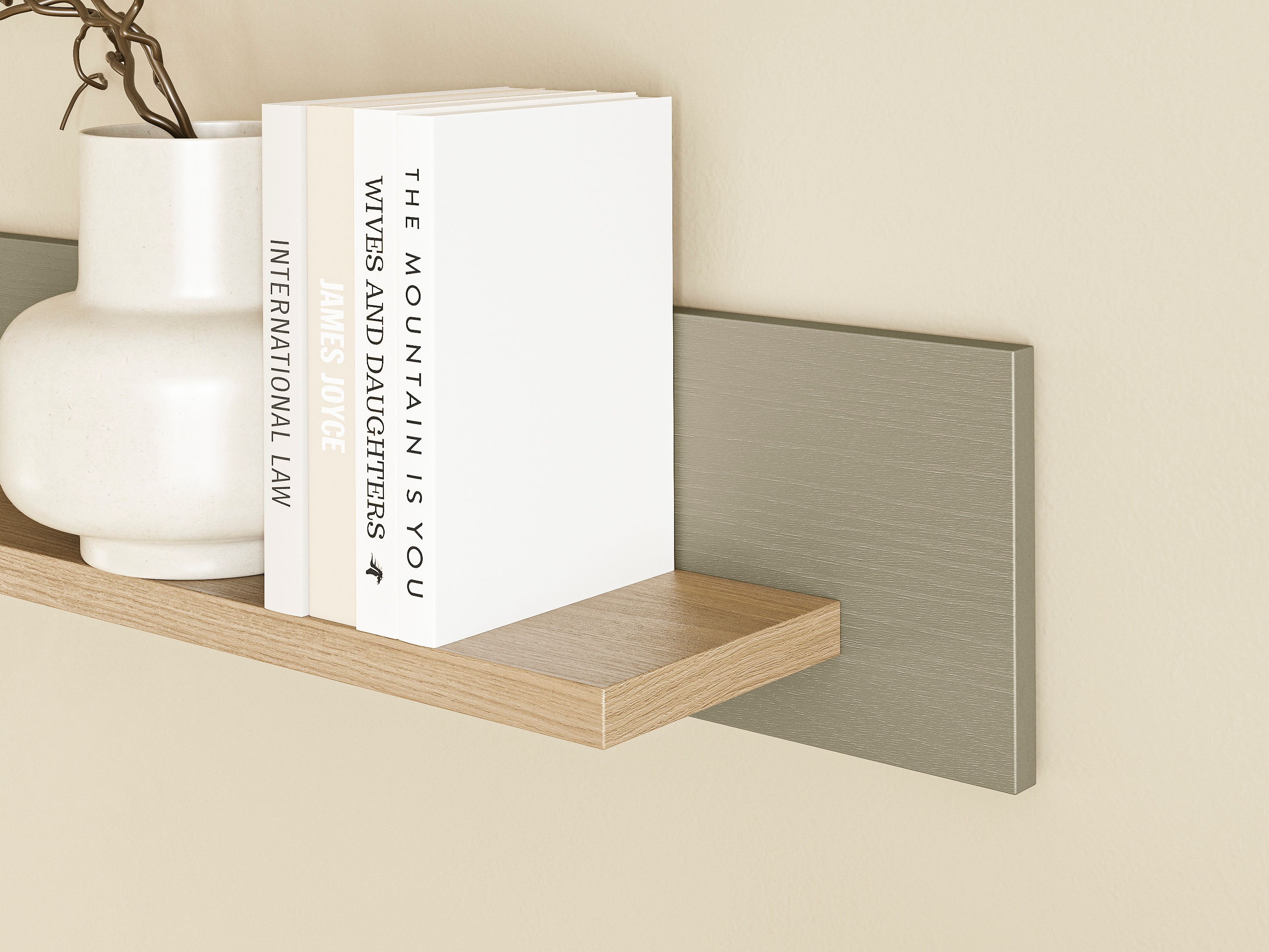 Estantería de pared Fermaru 109 (Verde polvoriento + Roble)