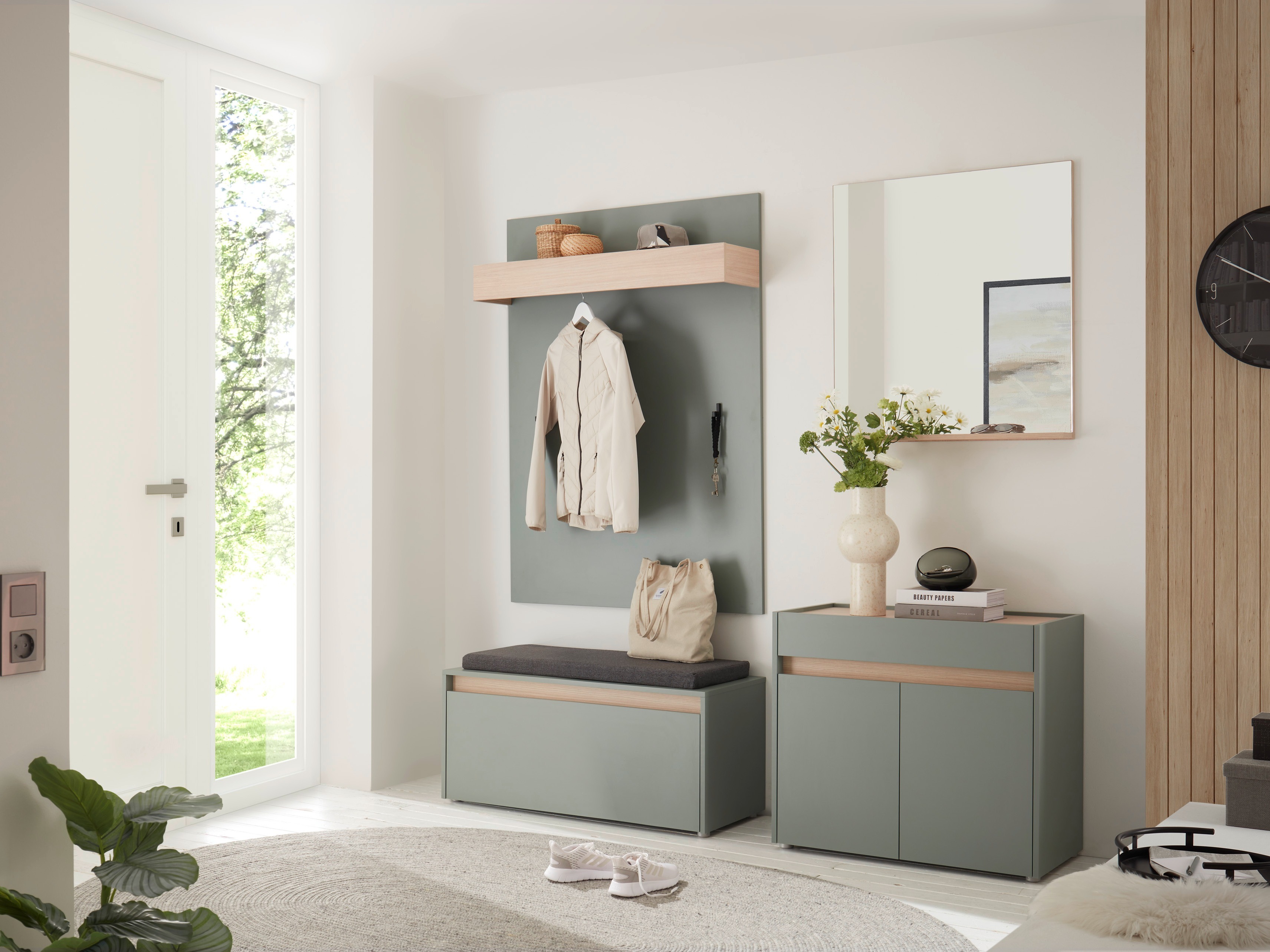 Cómoda Elbsori 110 (Verde + Roble)