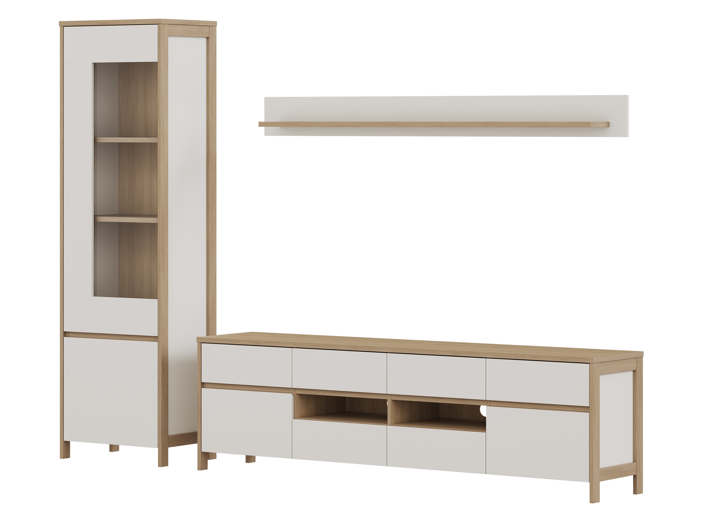 Conjunto de salón Fermaru 113 (Blanco + Roble)