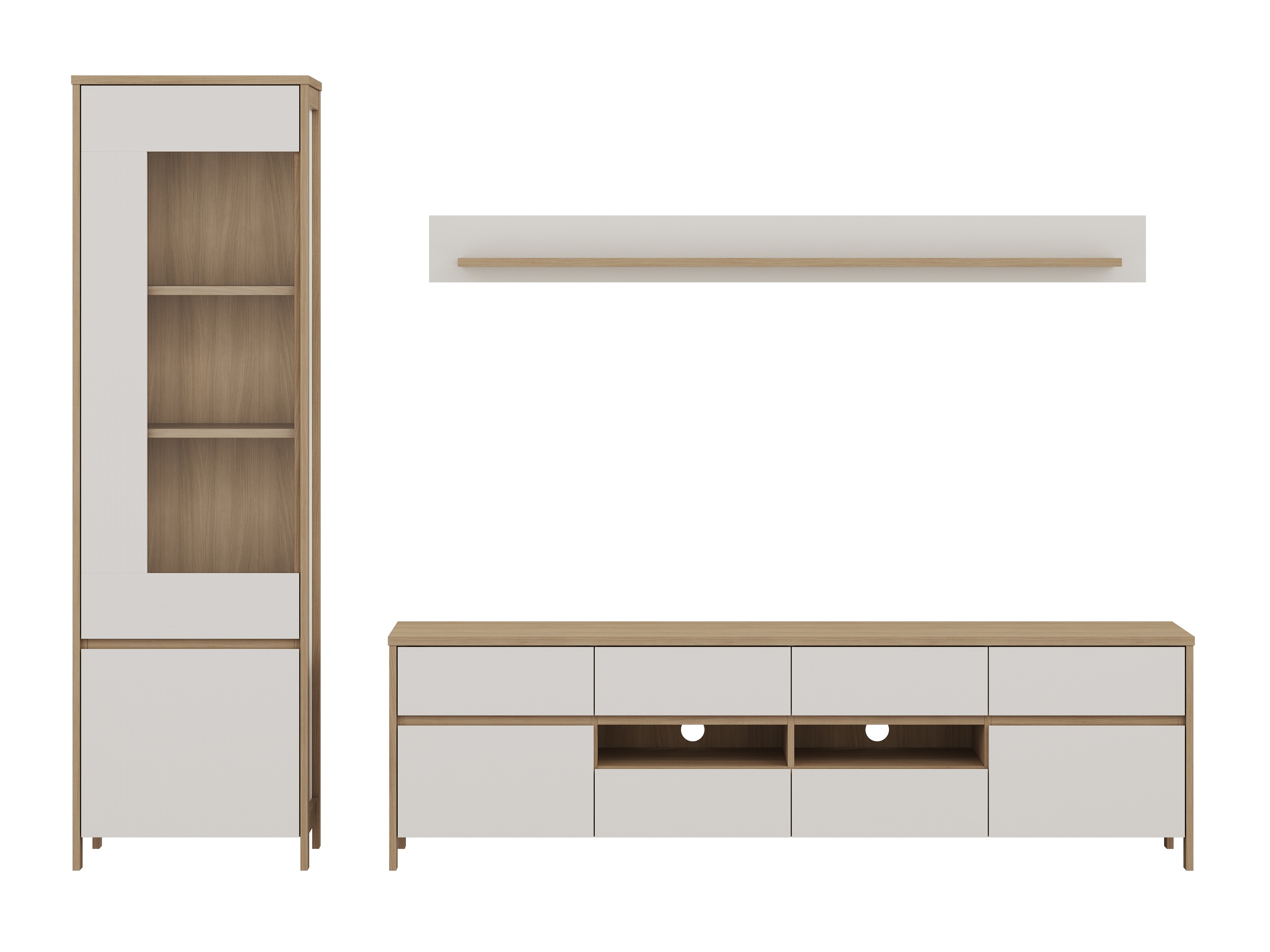Conjunto de salón Fermaru 113 (Blanco + Roble)