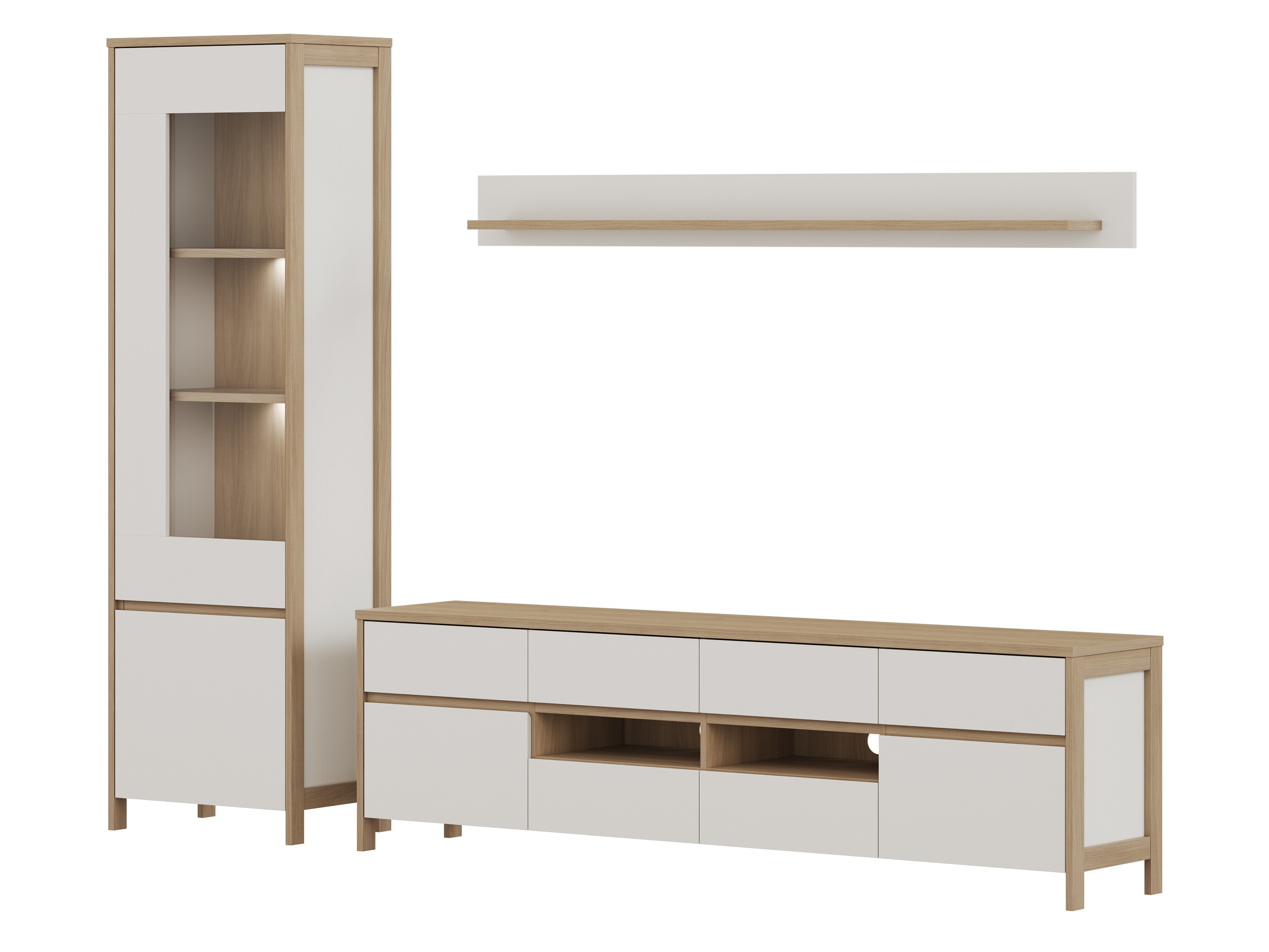 Conjunto de salón Fermaru 113 (Blanco + Roble)