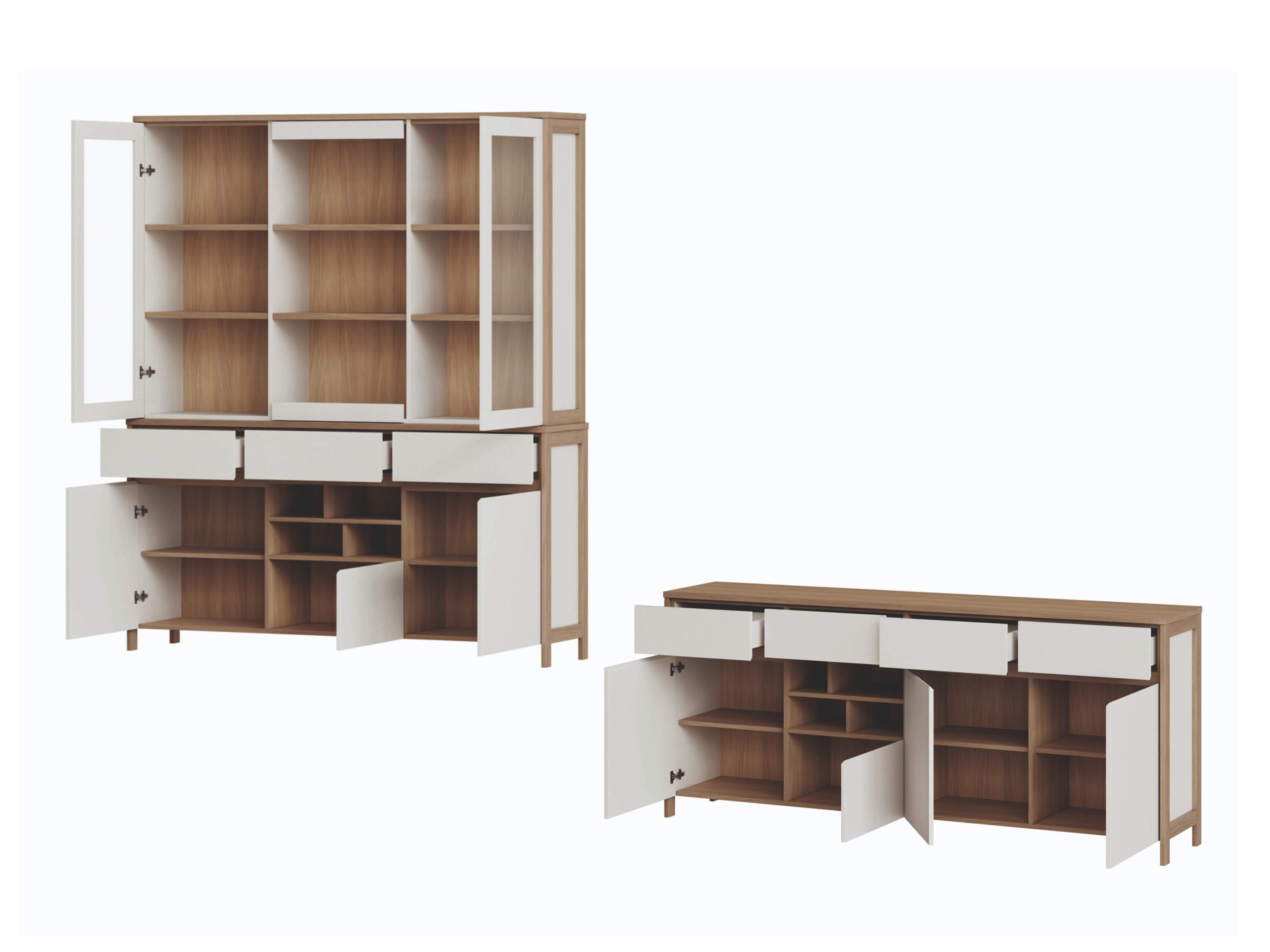Conjuntos de muebles Fermaru 114 (Blanco + Roble)