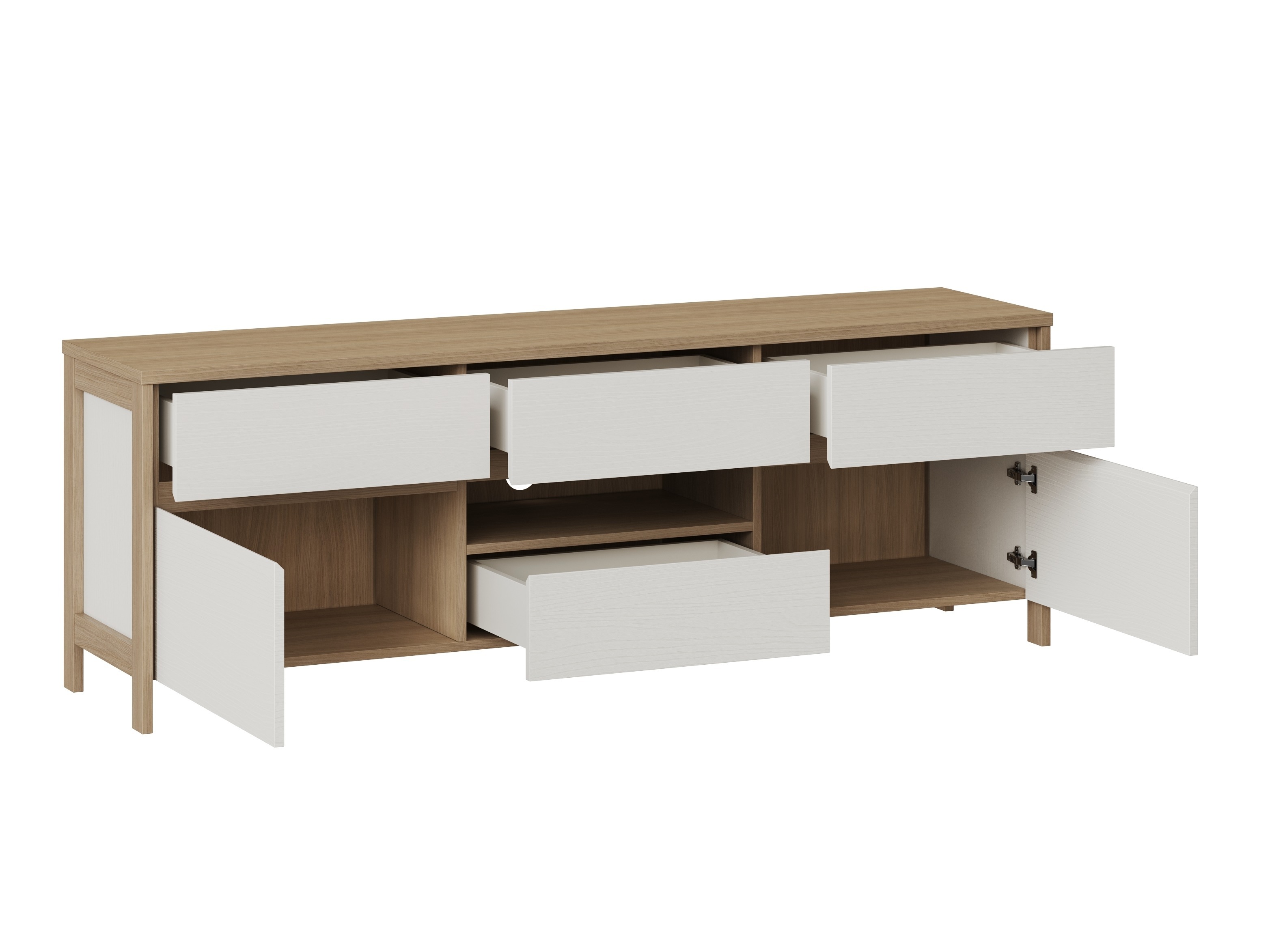 Conjunto de salón Fermaru 110 (Blanco + Roble)