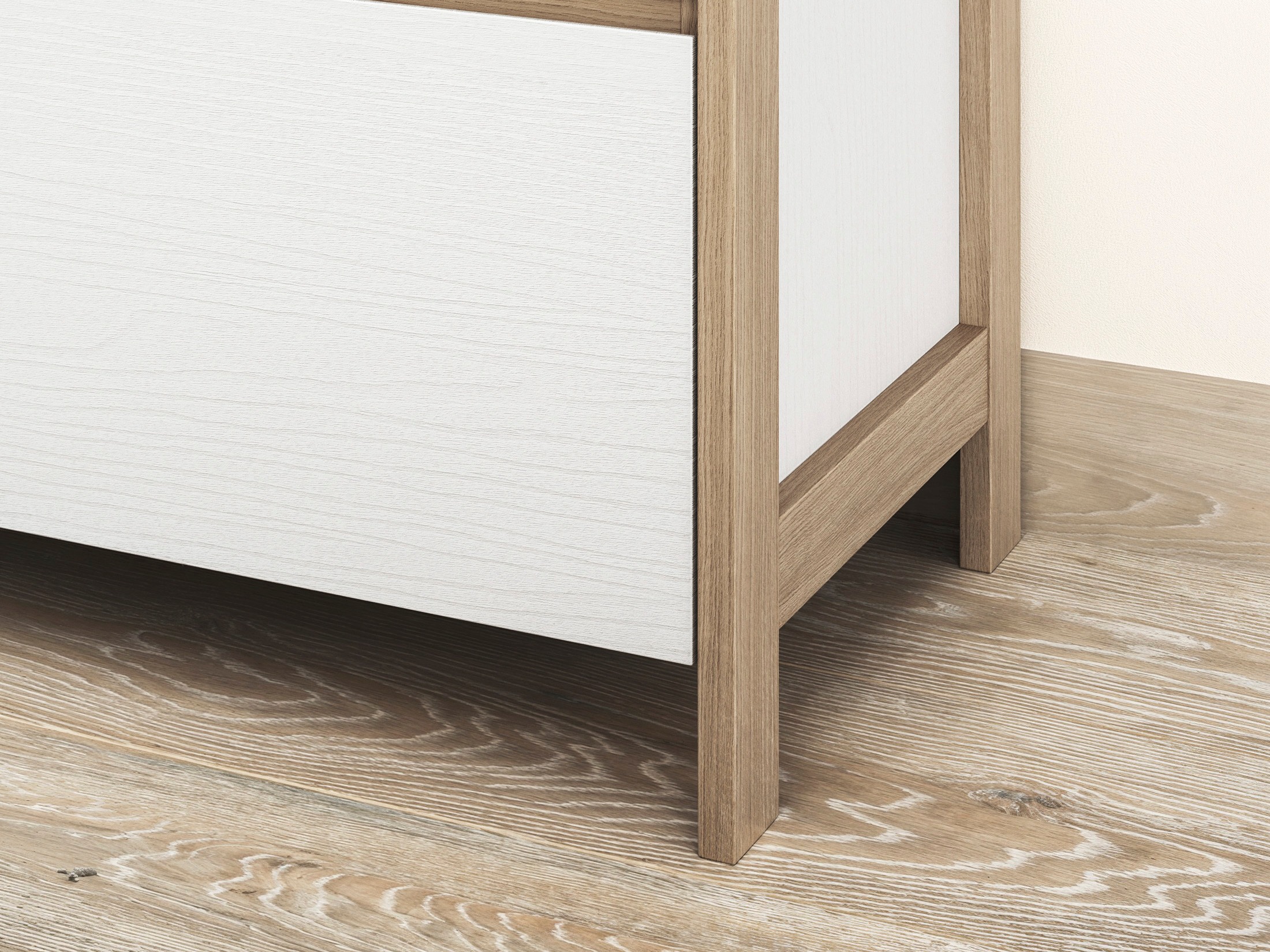 Conjunto de salón Fermaru 110 (Blanco + Roble)