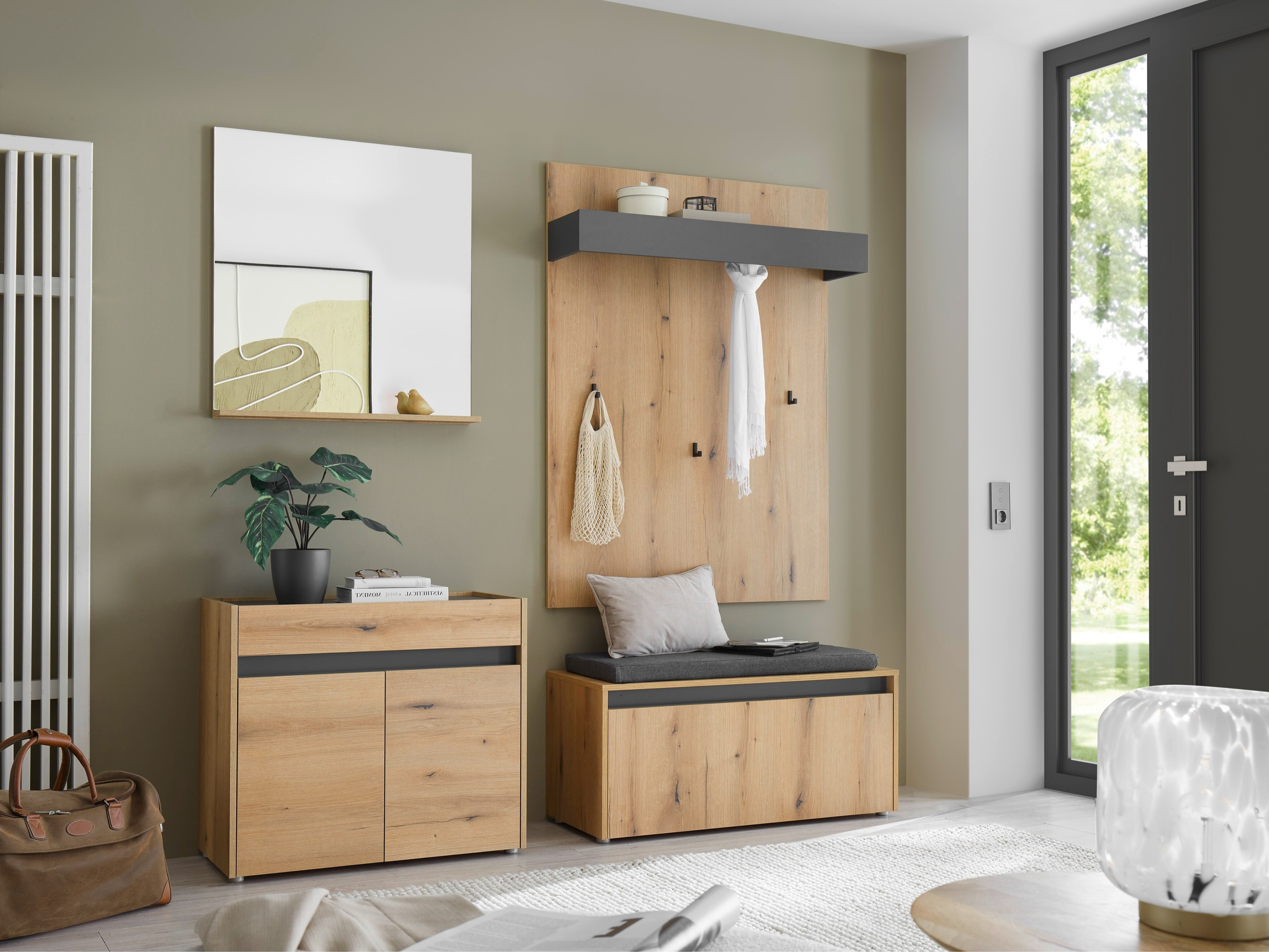 Conjunto para recibidor Elbsori 168 (Roble)