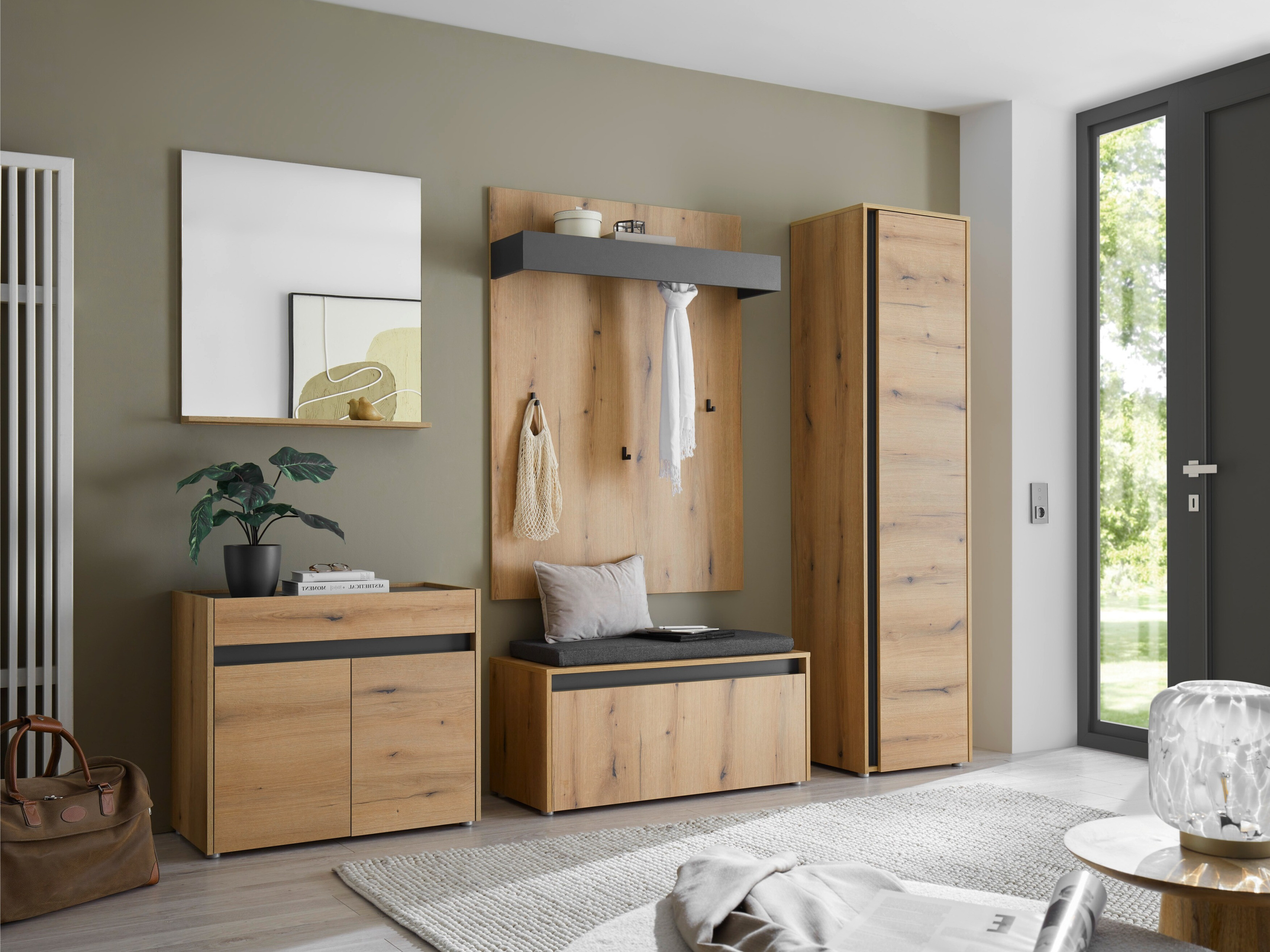 Conjunto para recibidor Elbsori 168 (Roble)