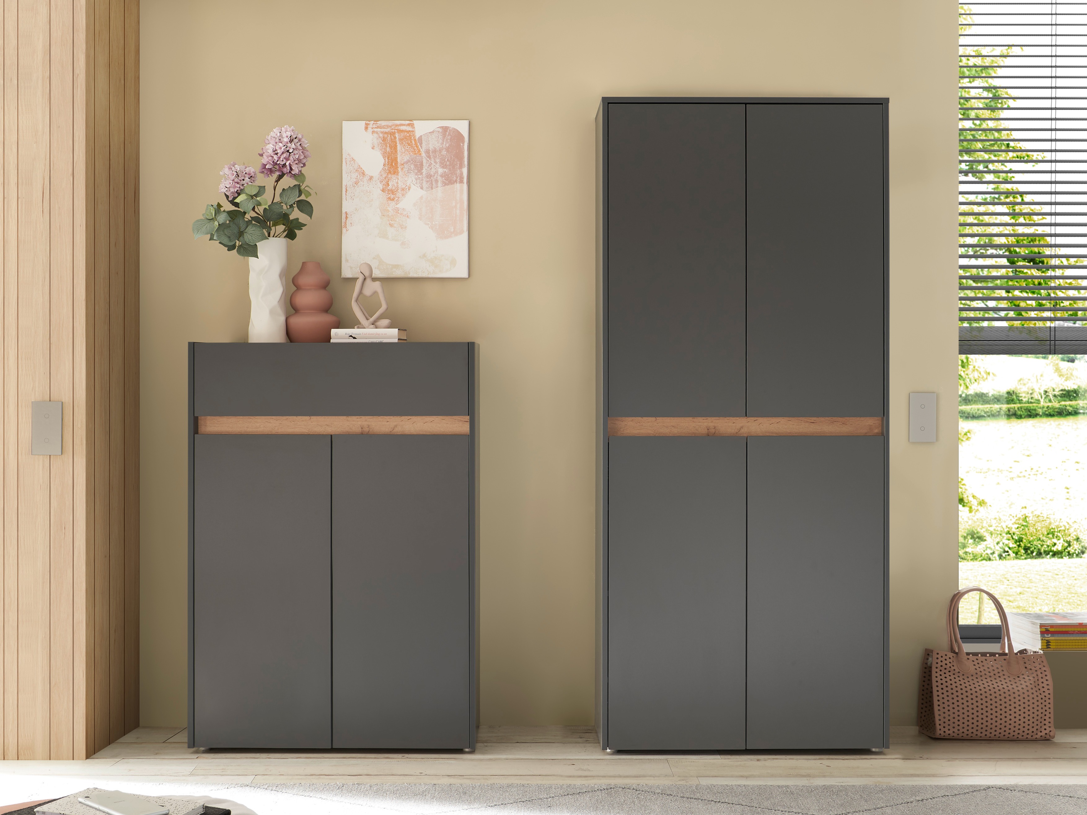 Conjunto para recibidor Elbsori 175 (Antracita + Roble wotan)