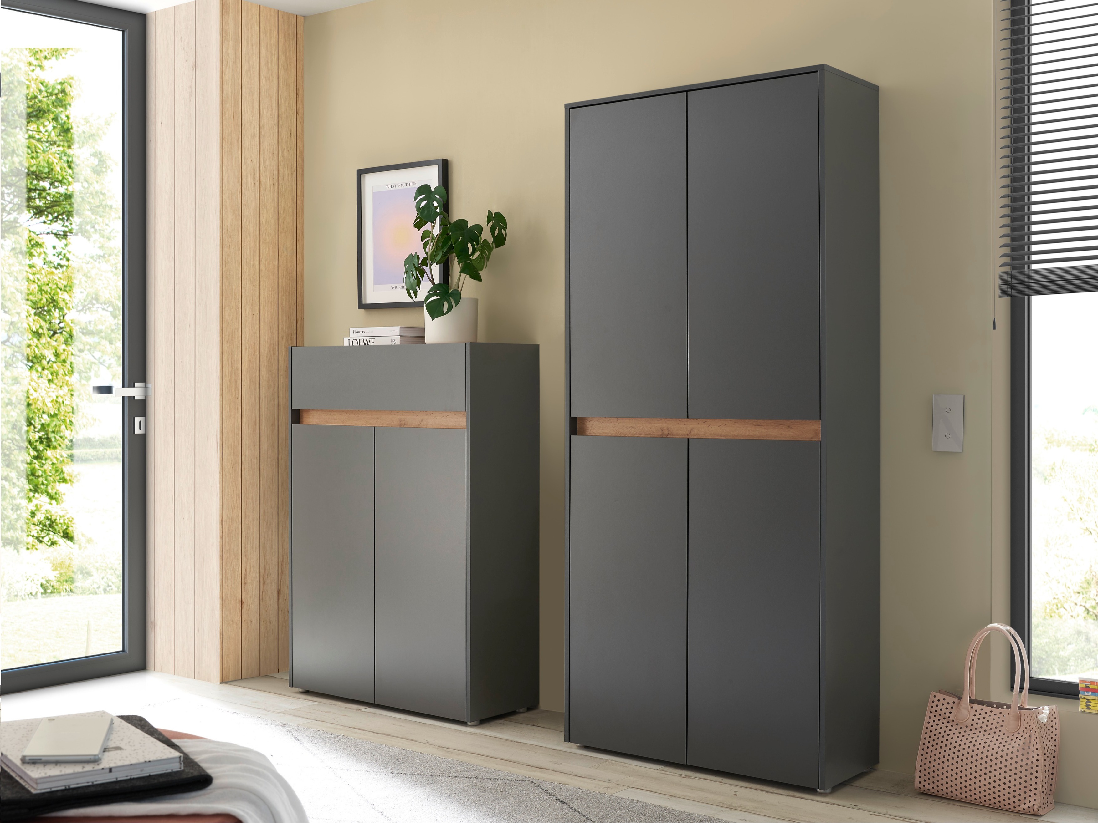 Conjunto para recibidor Elbsori 175 (Antracita + Roble wotan)