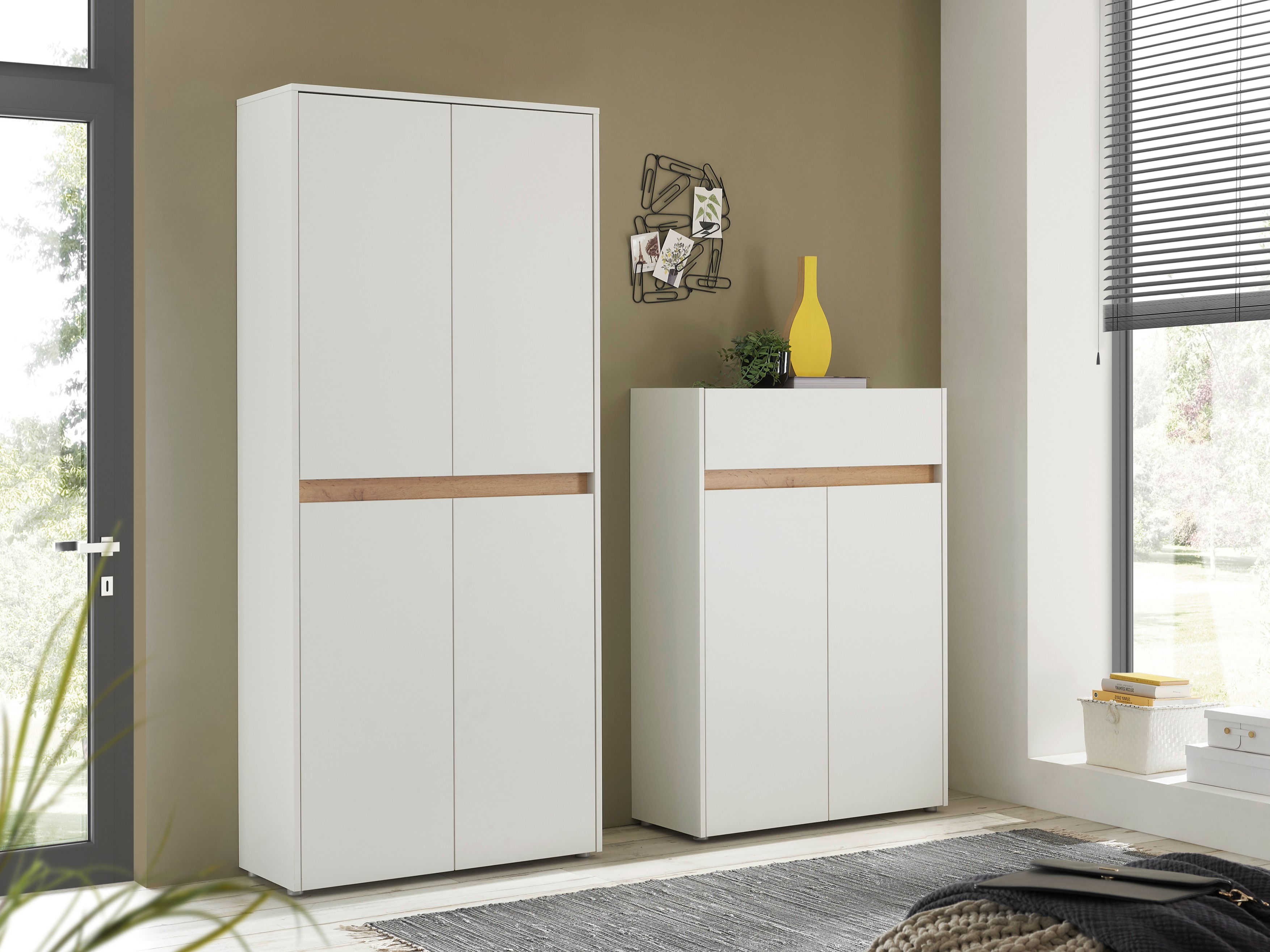 Conjunto para recibidor Elbsori 175 (Blanco + Roble wotan)