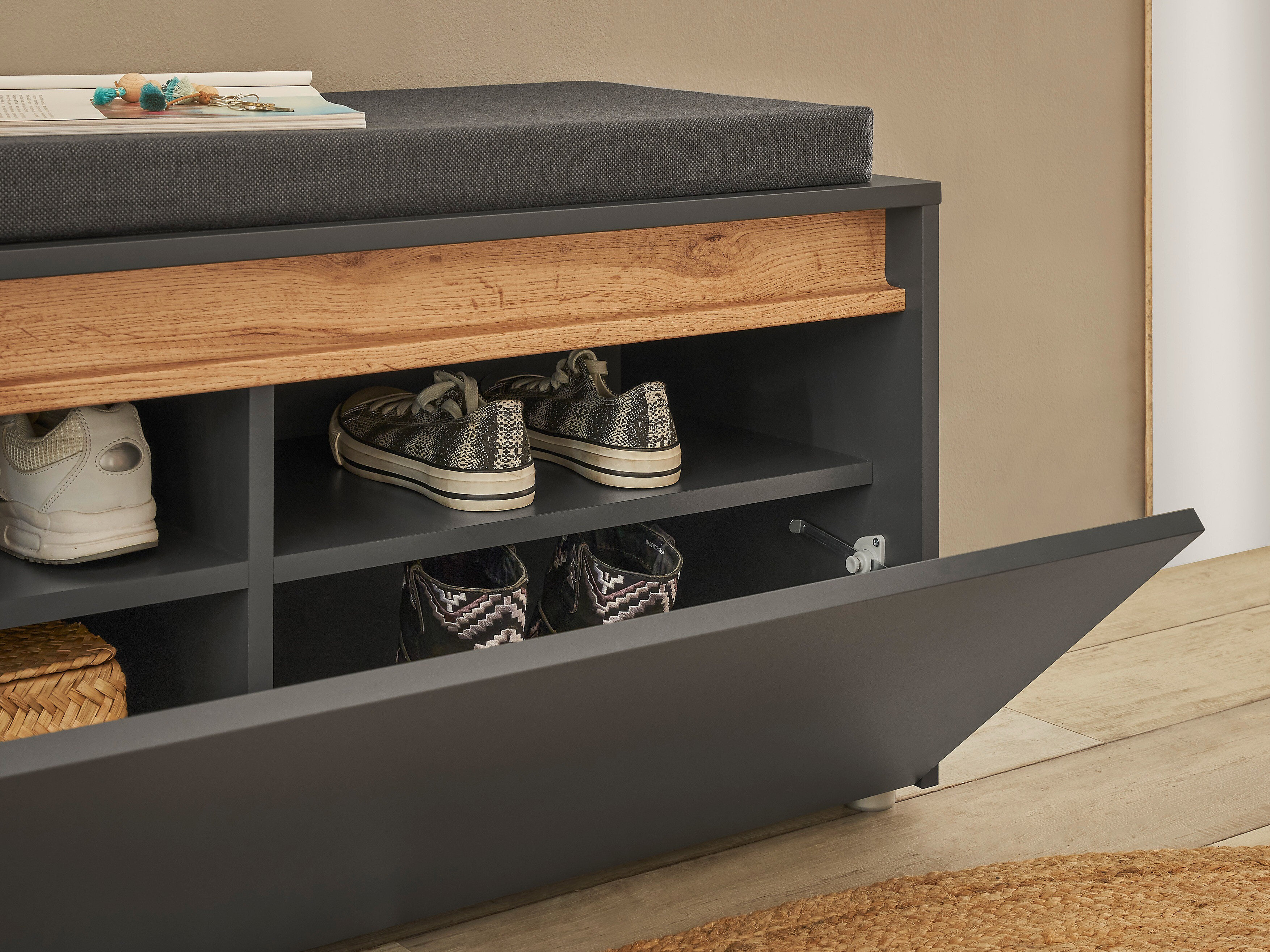 Conjunto para recibidor Elbsori 176 (Antracita + Roble wotan)