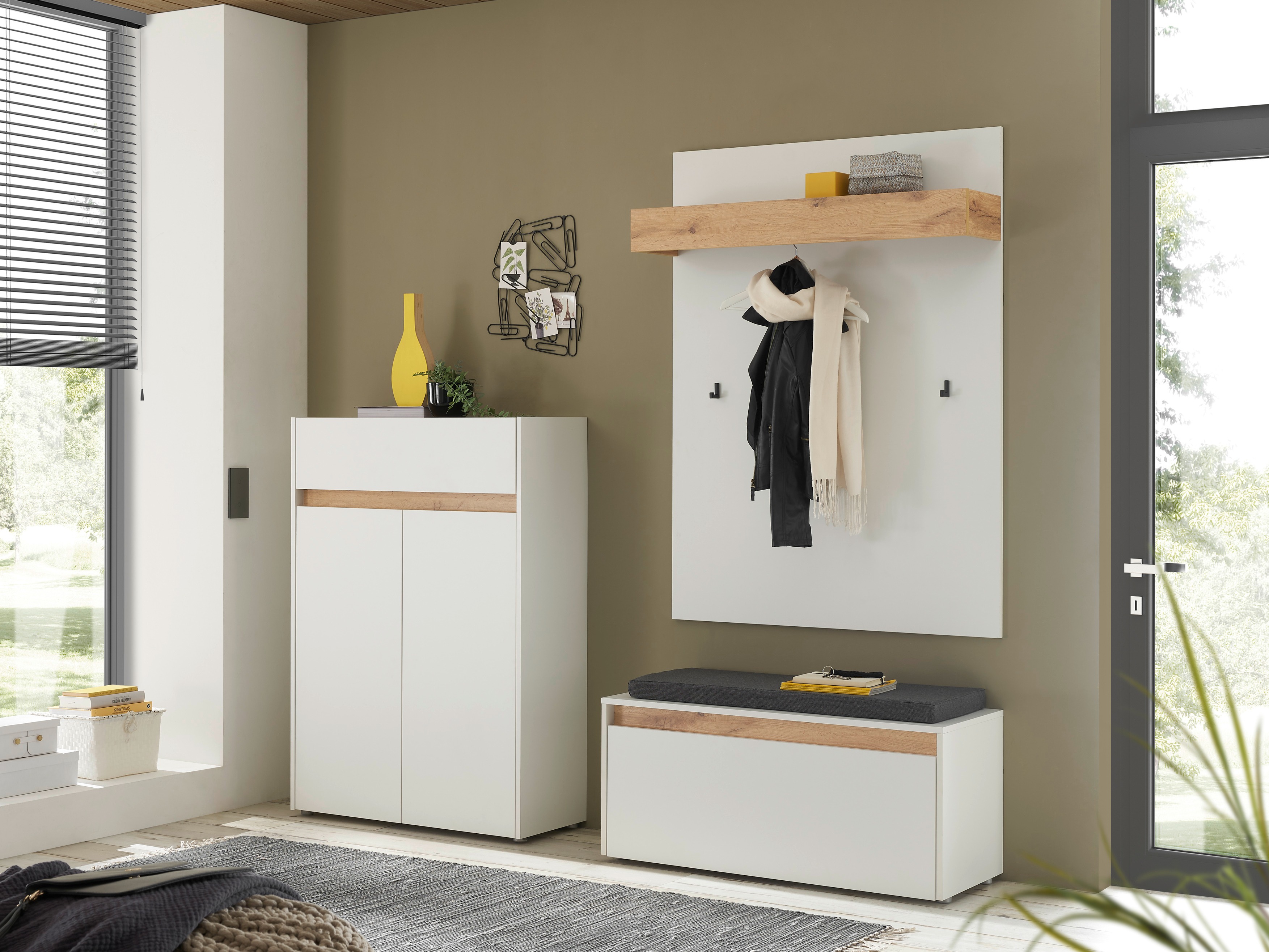 Conjunto para recibidor Elbsori 176 (Blanco + Roble wotan)