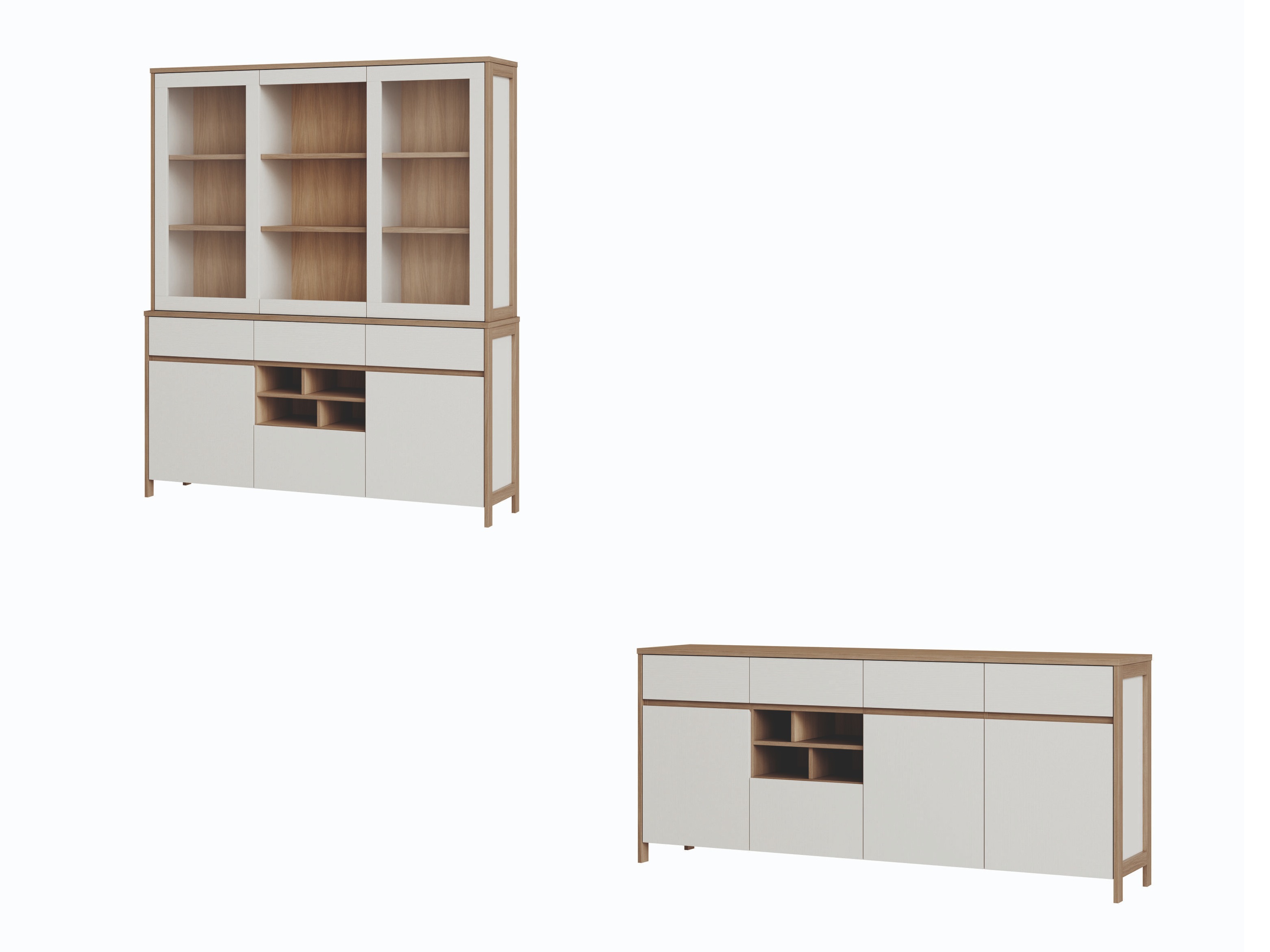 Conjuntos de muebles Fermaru 114 (Blanco + Roble)