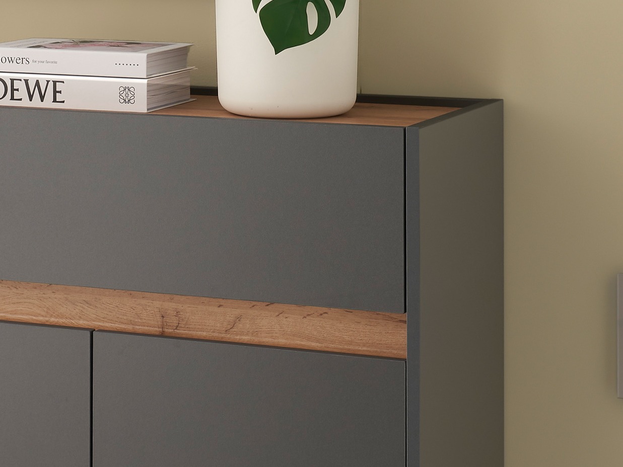 Estante para zapatos Elbsori 173 (Antracita + Roble wotan)