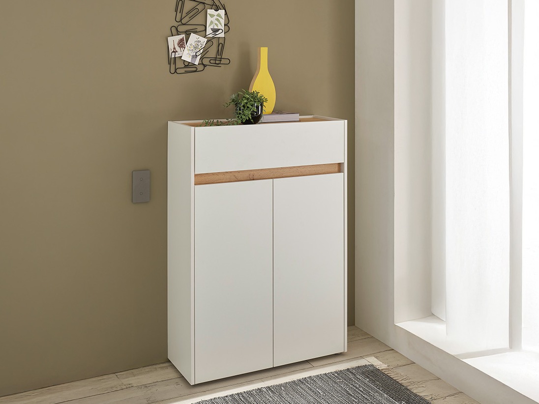 Estante para zapatos Elbsori 173 (Blanco + Roble wotan)