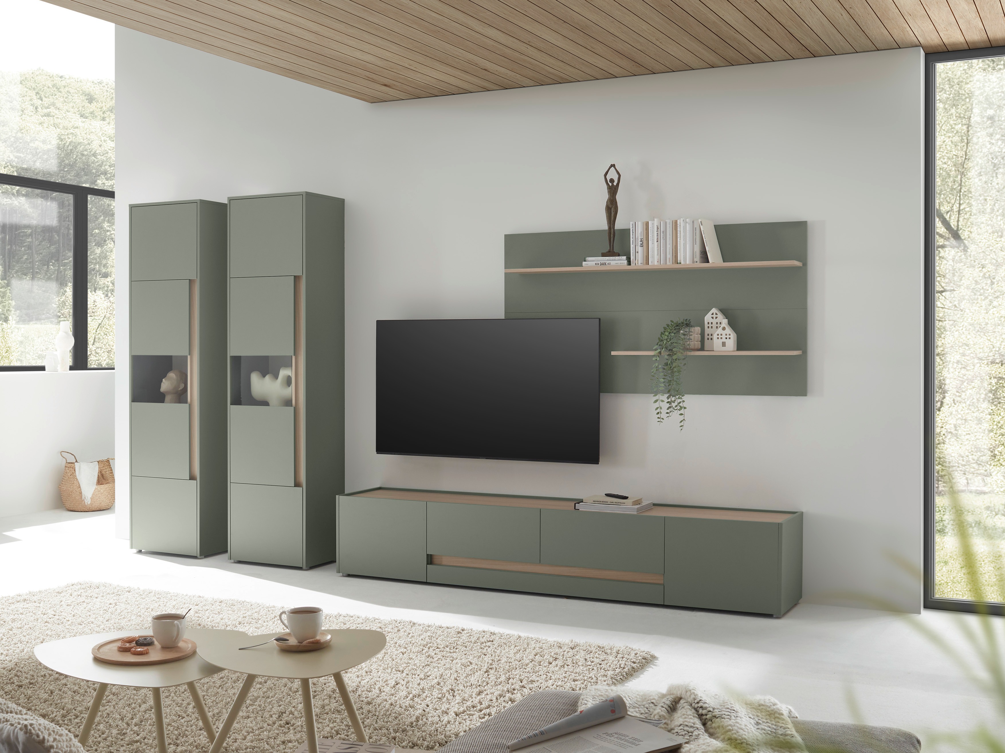 Estantería Elbsori 100 (Verde + Roble)