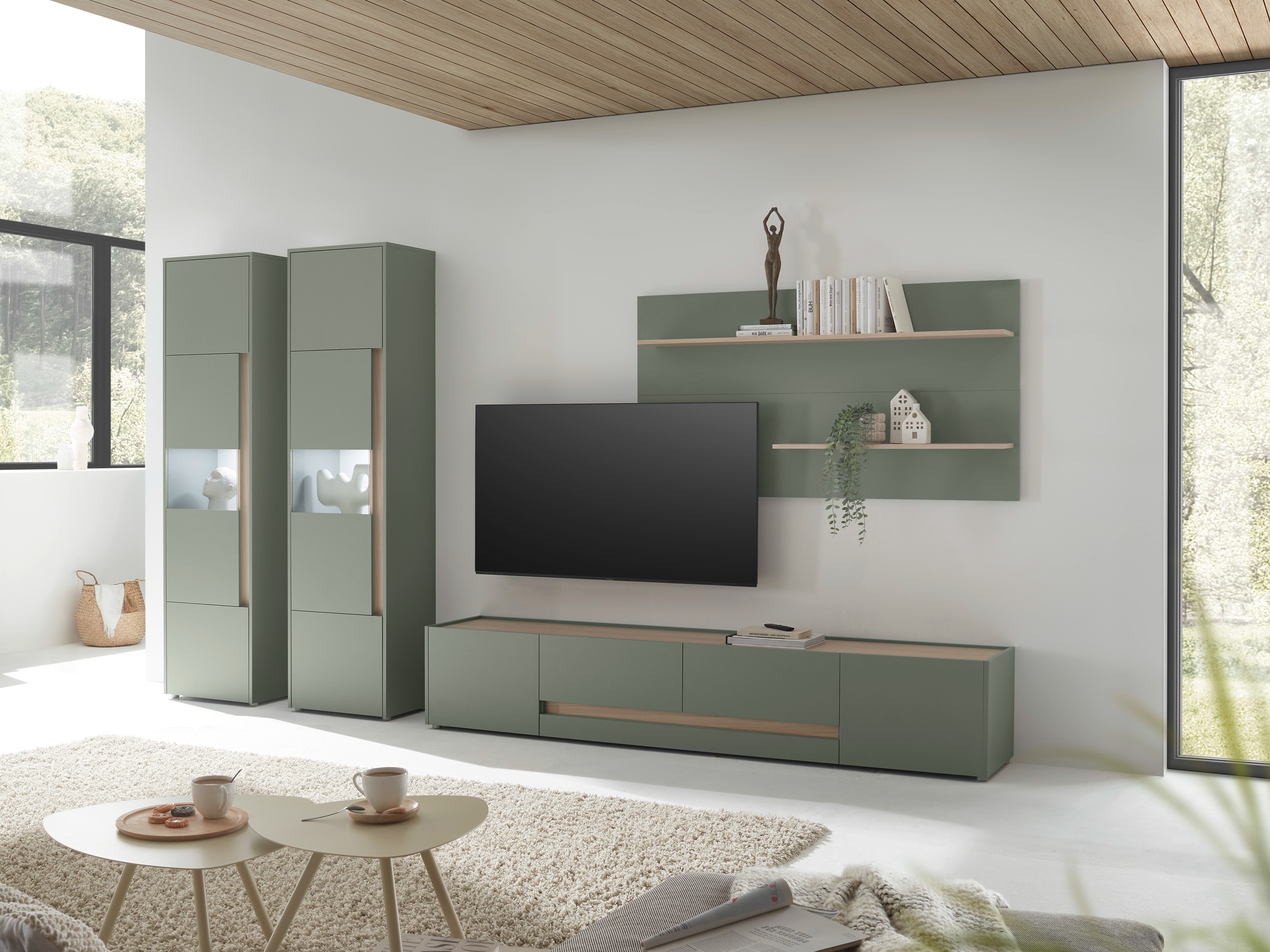 Mueble TV Elbsori 116 (Verde + Roble)