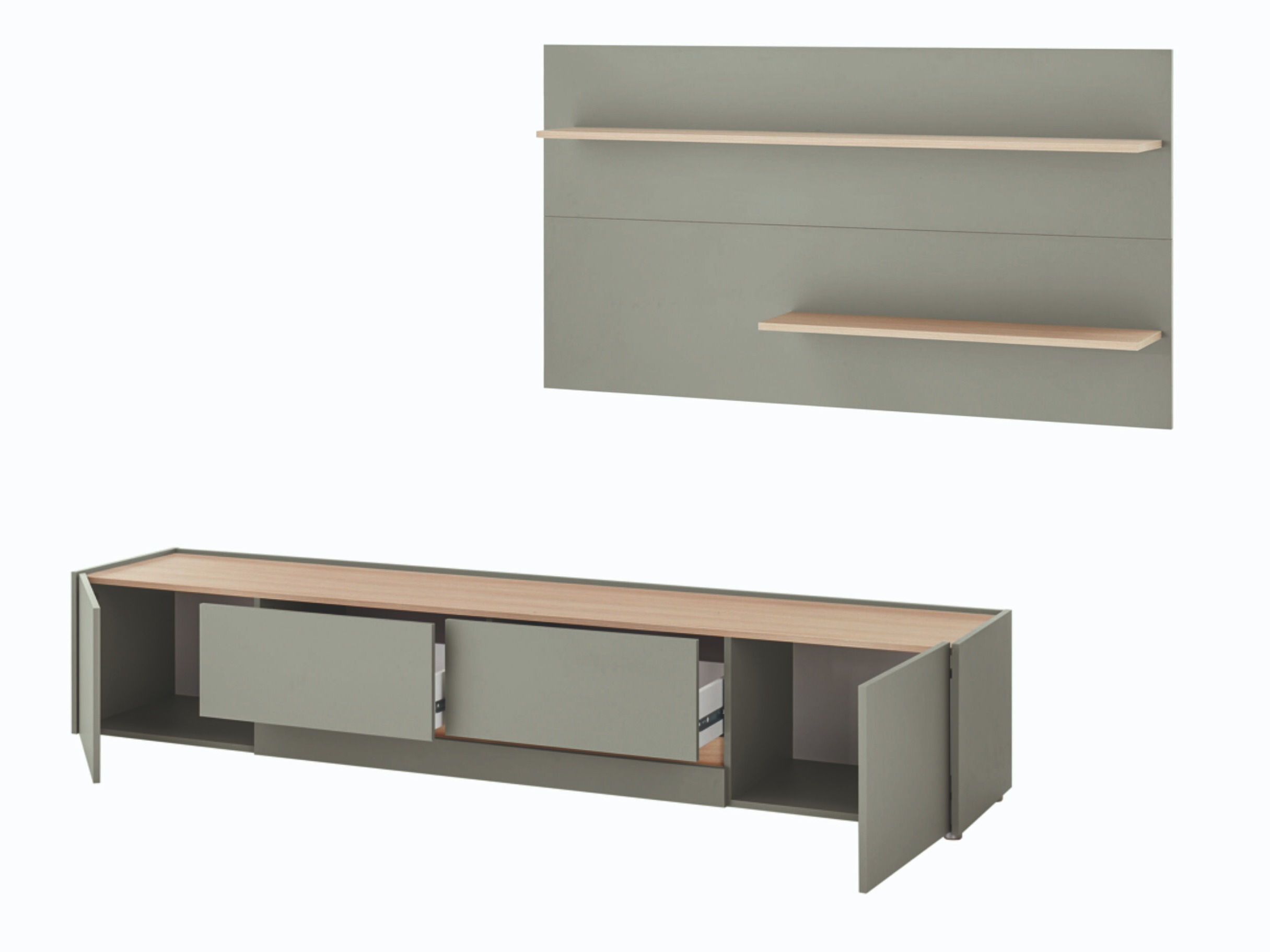 Conjunto de salón Elbsori 124 (Verde + Roble)