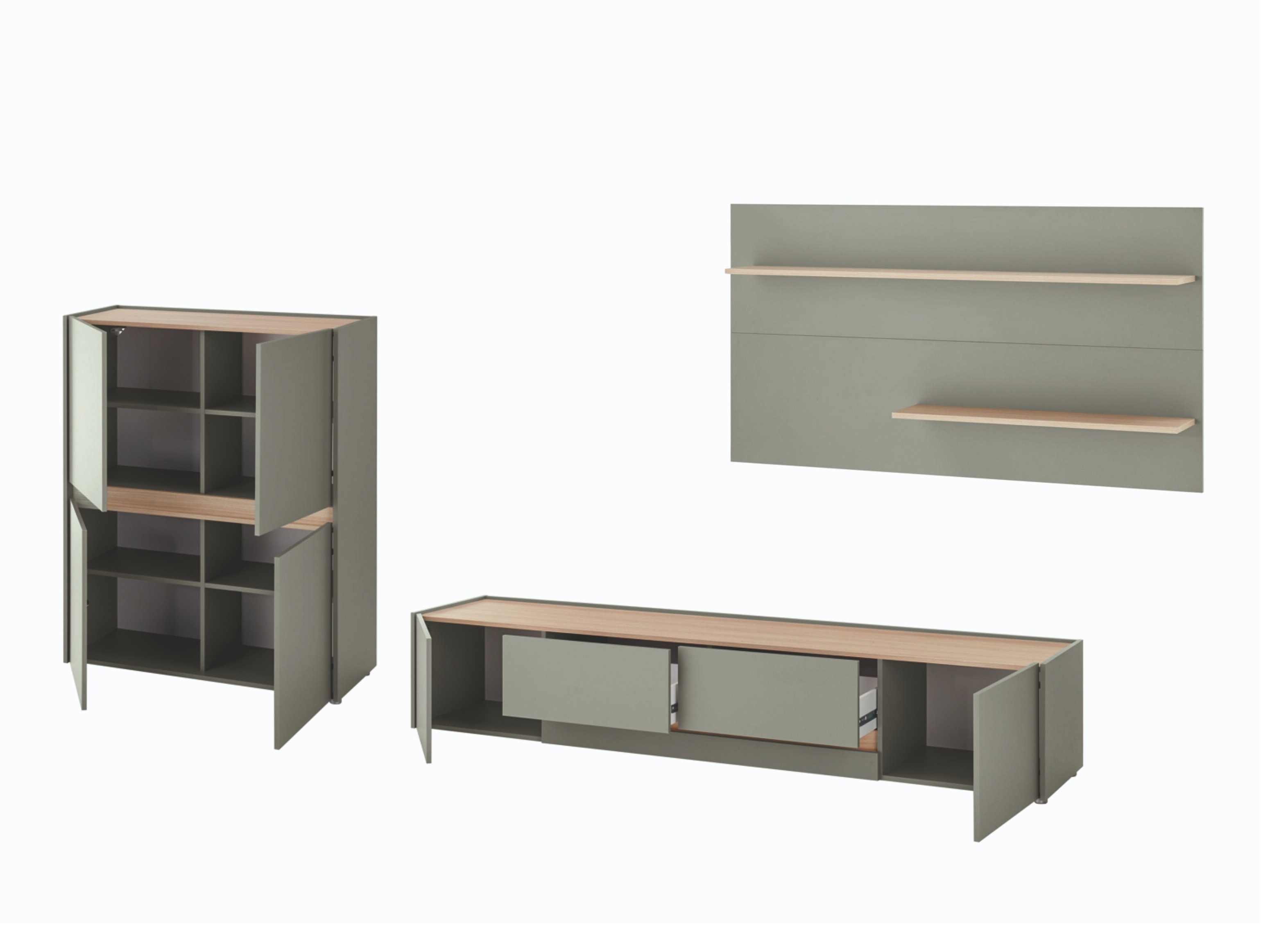 Conjunto de salón Elbsori 127 (Verde + Roble)