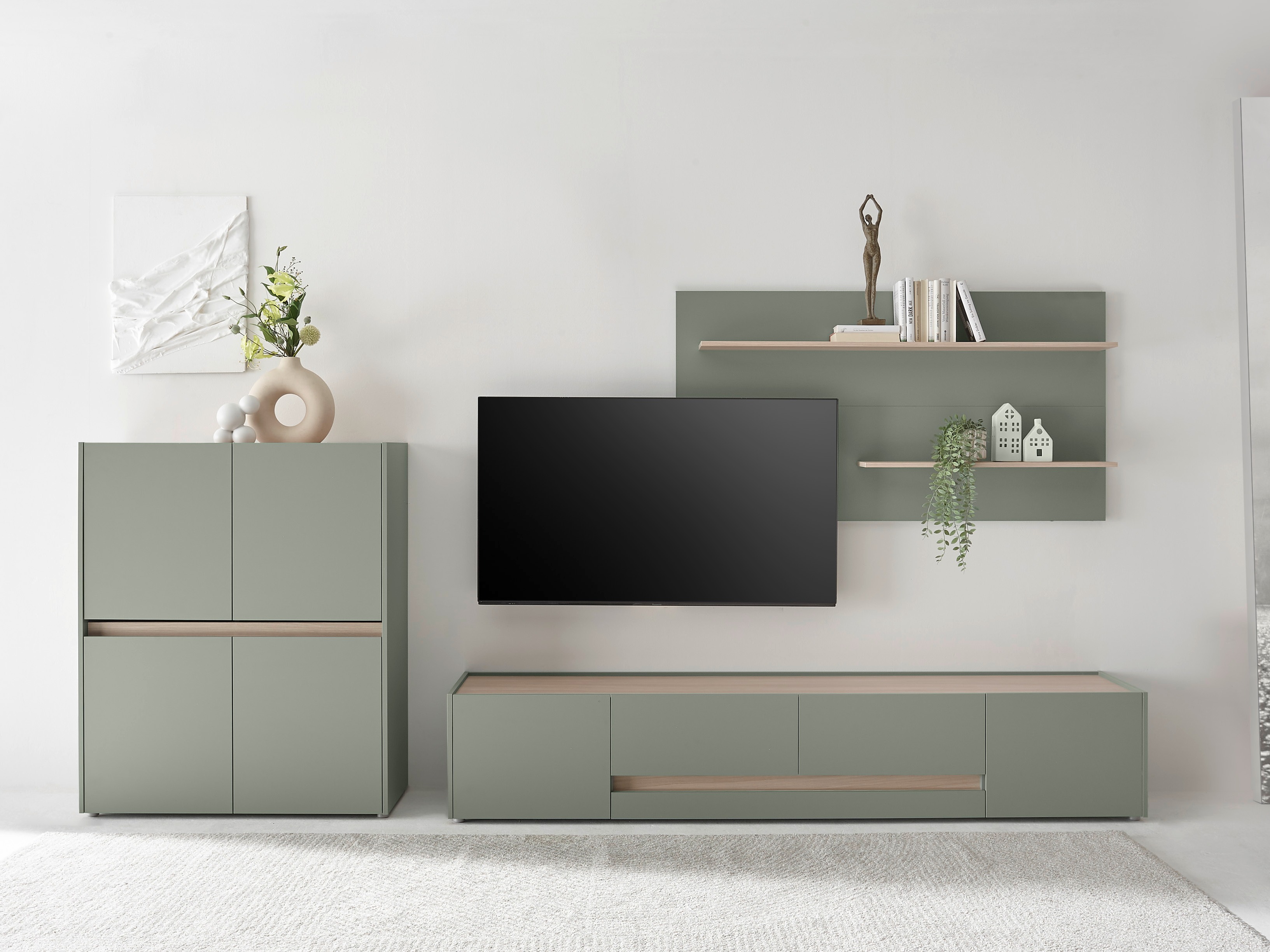 Conjunto de salón Elbsori 127 (Verde + Roble)