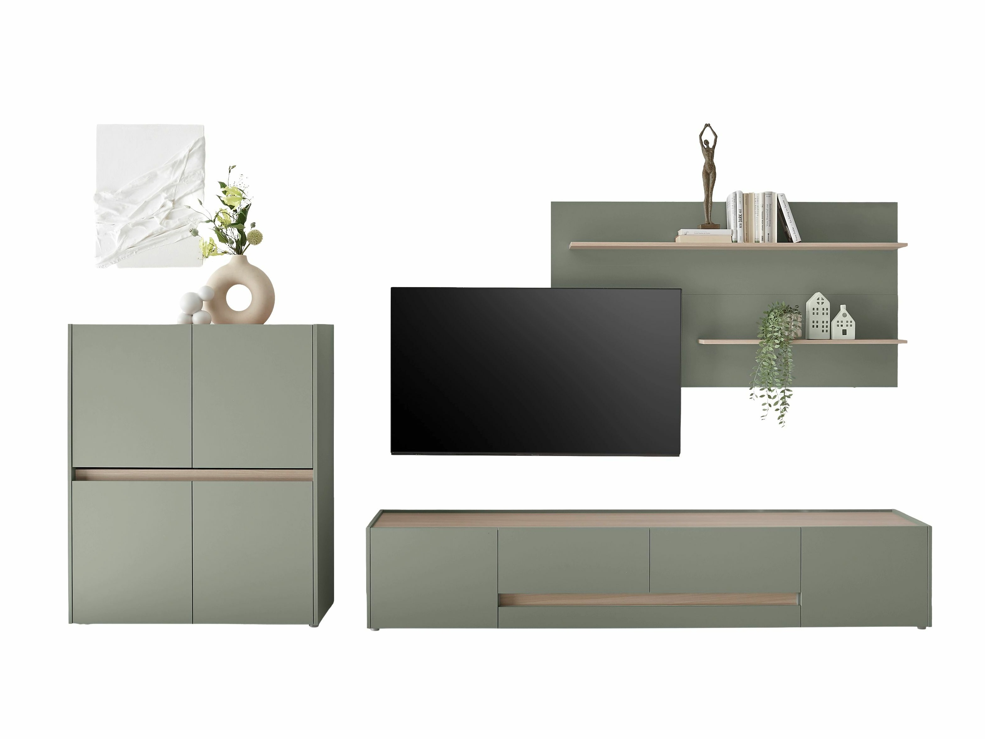 Conjunto de salón Elbsori 127 (Verde + Roble)