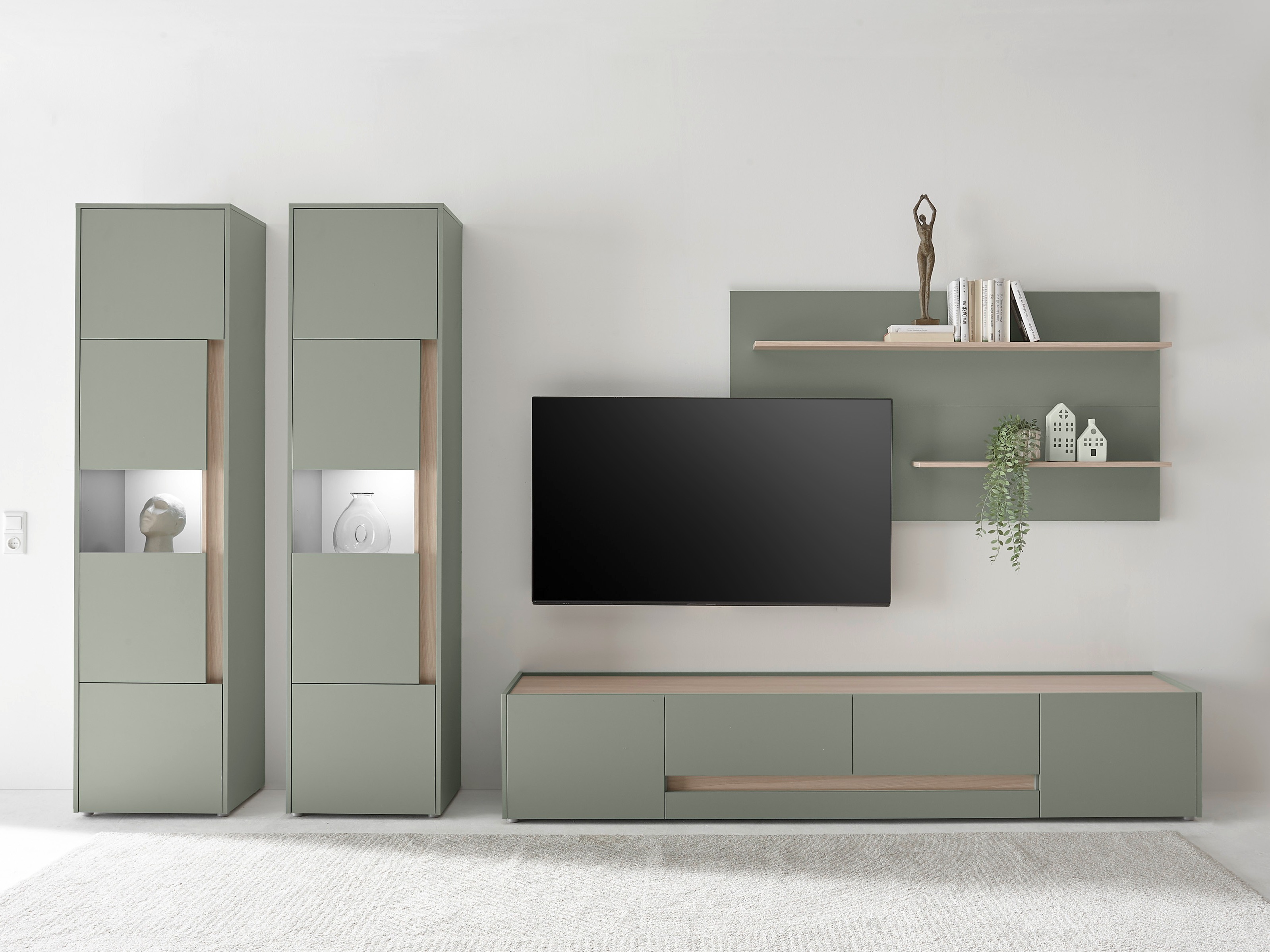 Conjunto de salón Elbsori 132 (Verde + Roble)