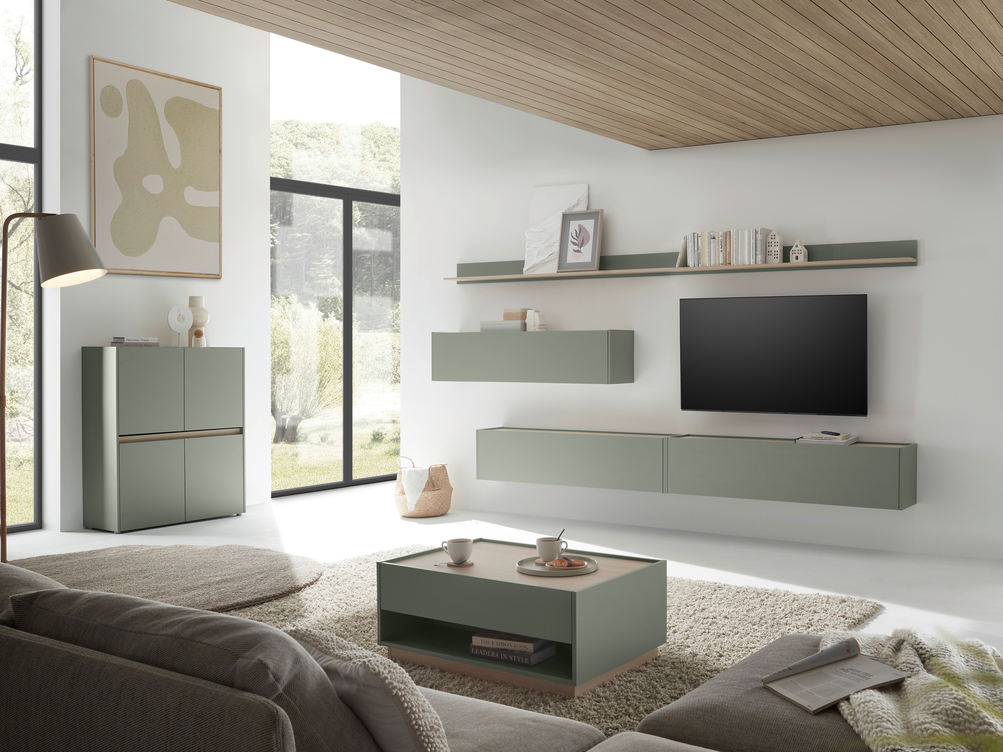 Conjunto de salón Elbsori 142 (Verde + Roble)