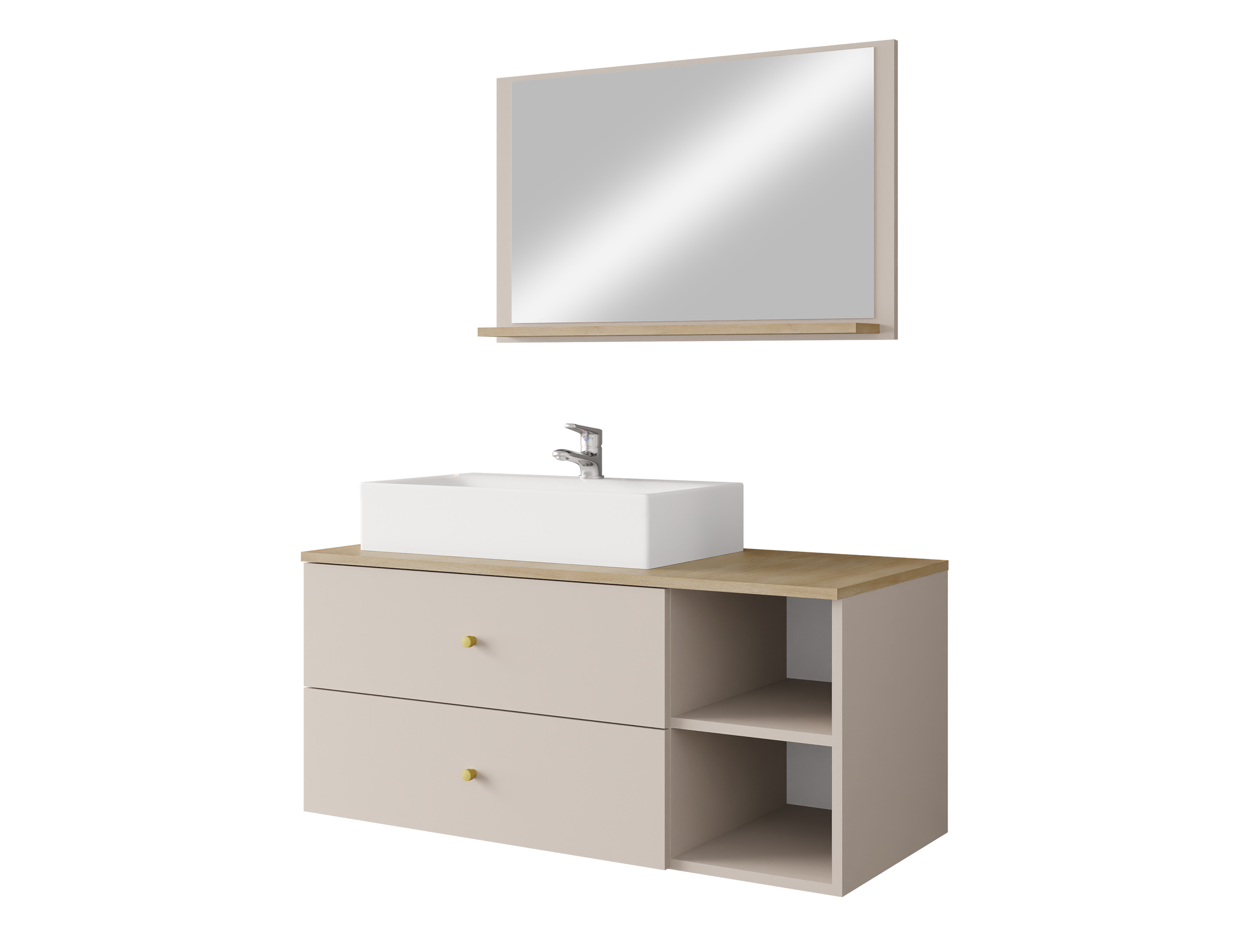 Conjunto de mueble de baño Ophruvi 100 (Cachemira + Roble)