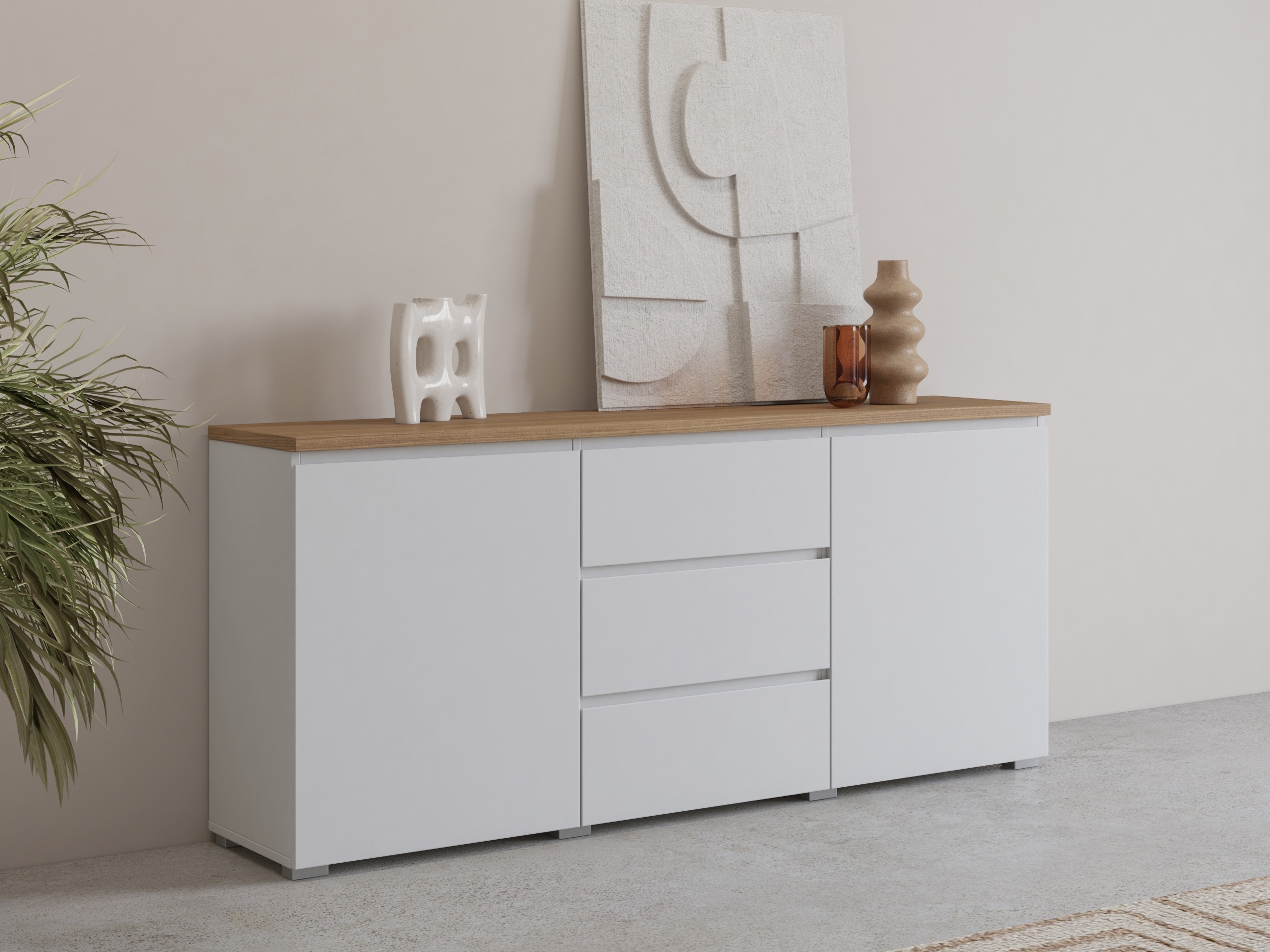 Cómoda Baletu 106 (Blanco + Roble)