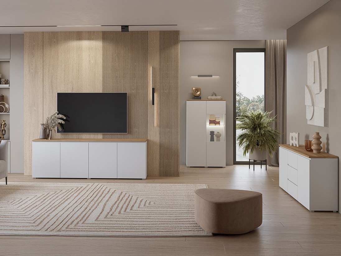 Cómoda Baletu 106 (Blanco + Roble)