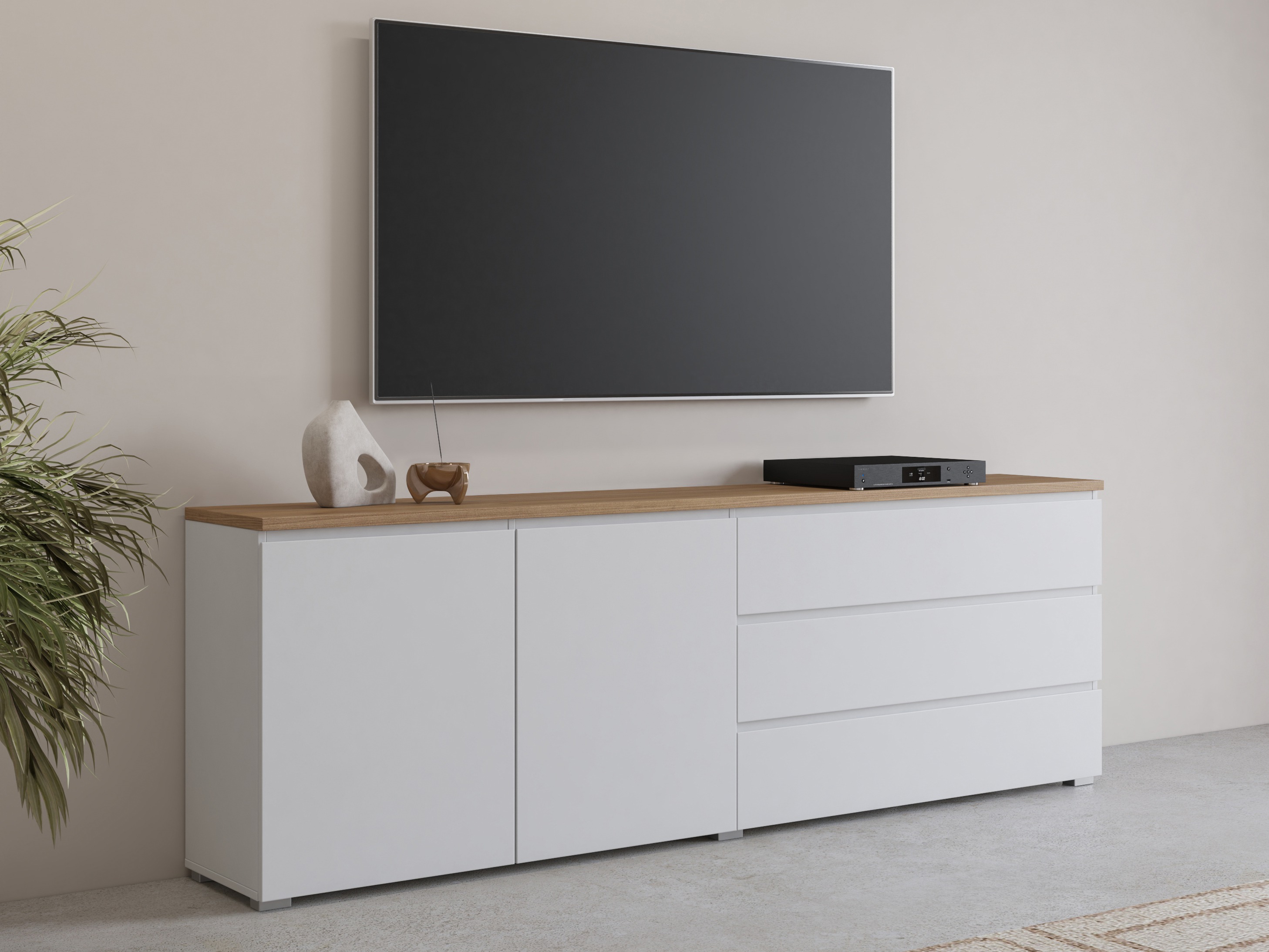 Cómoda Baletu 107 (Blanco + Roble)